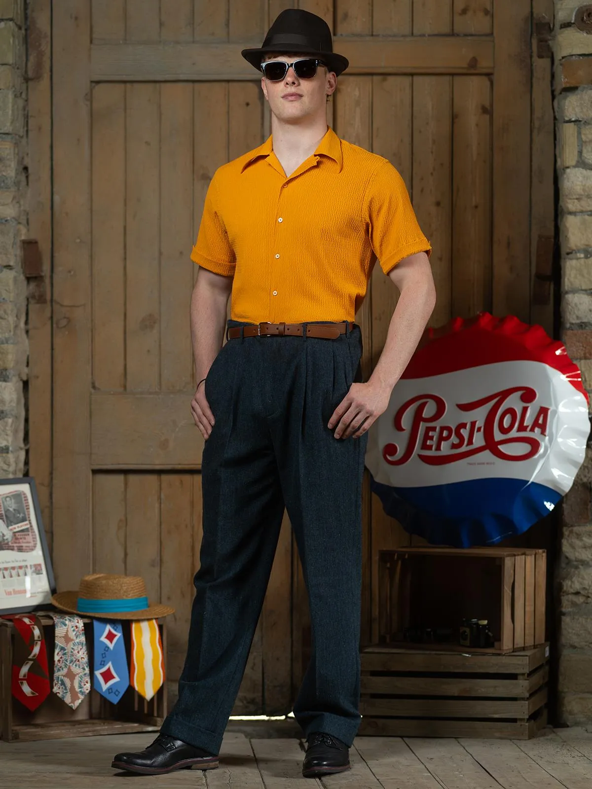 1950s Vintage Chuck Tweed Peg Trousers in Yale Blue