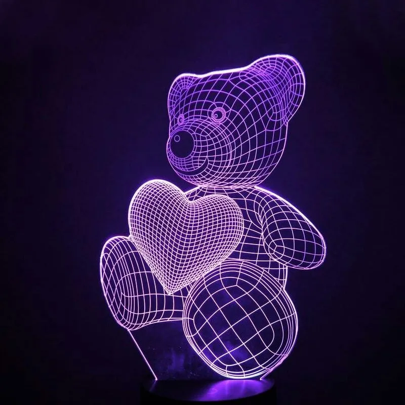 3D Love Bear Night Light