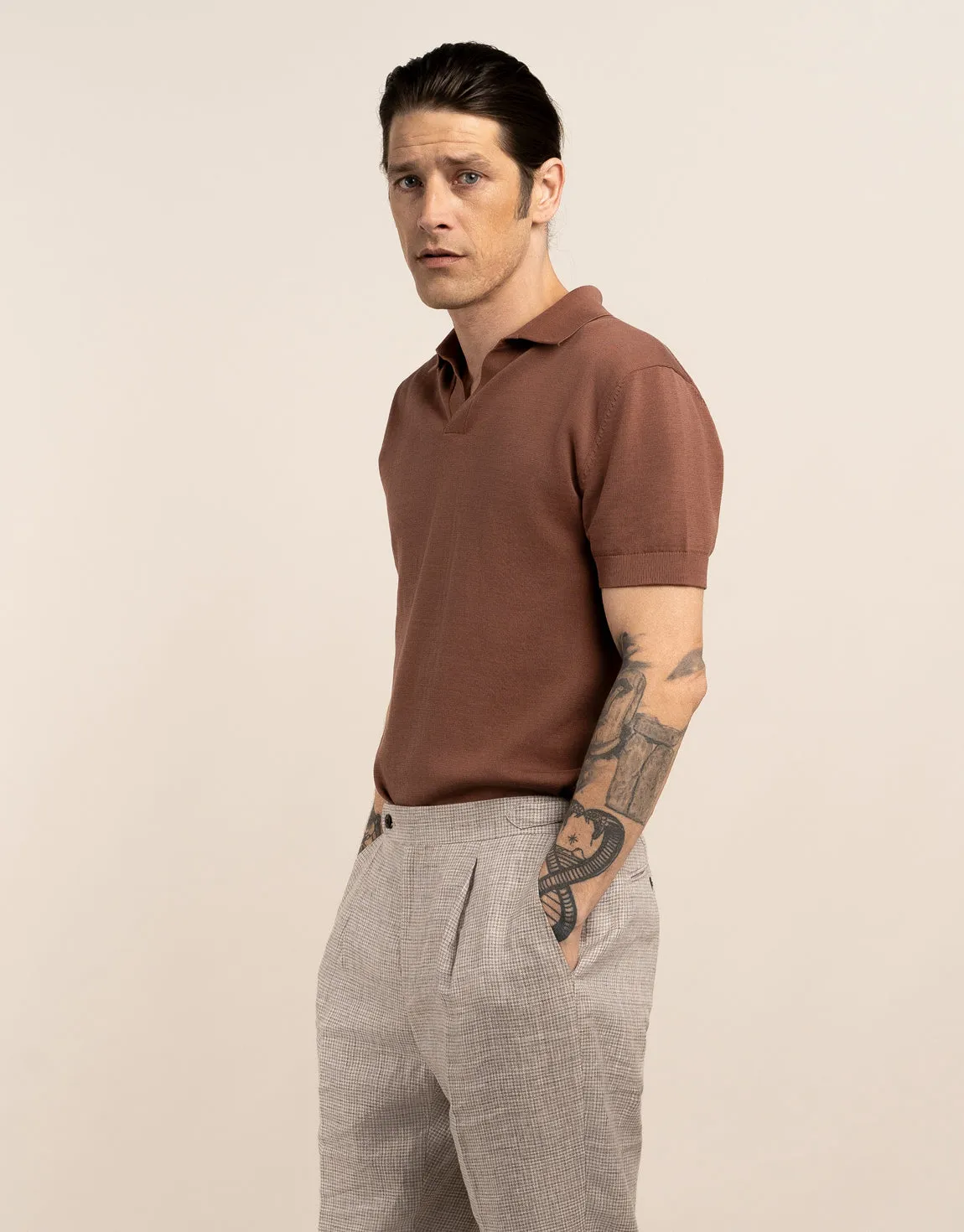 Amalfi Brown Knitted Polo