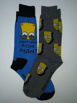 Bart Simpson Don't Have A Cow Blue Crew Socks