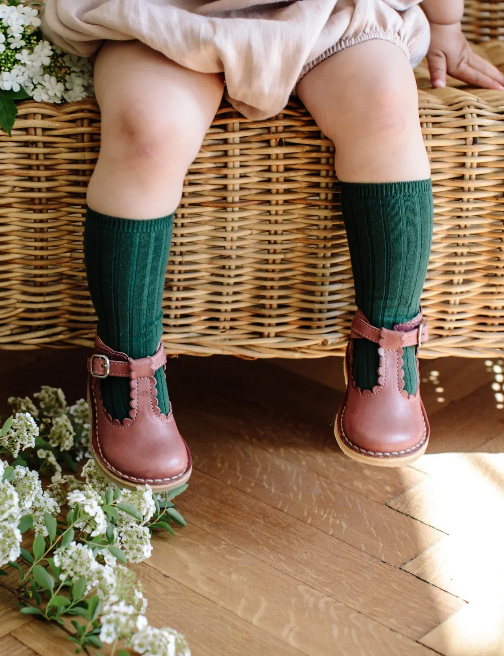 Basic Rib Knee High Socks - Seaweed