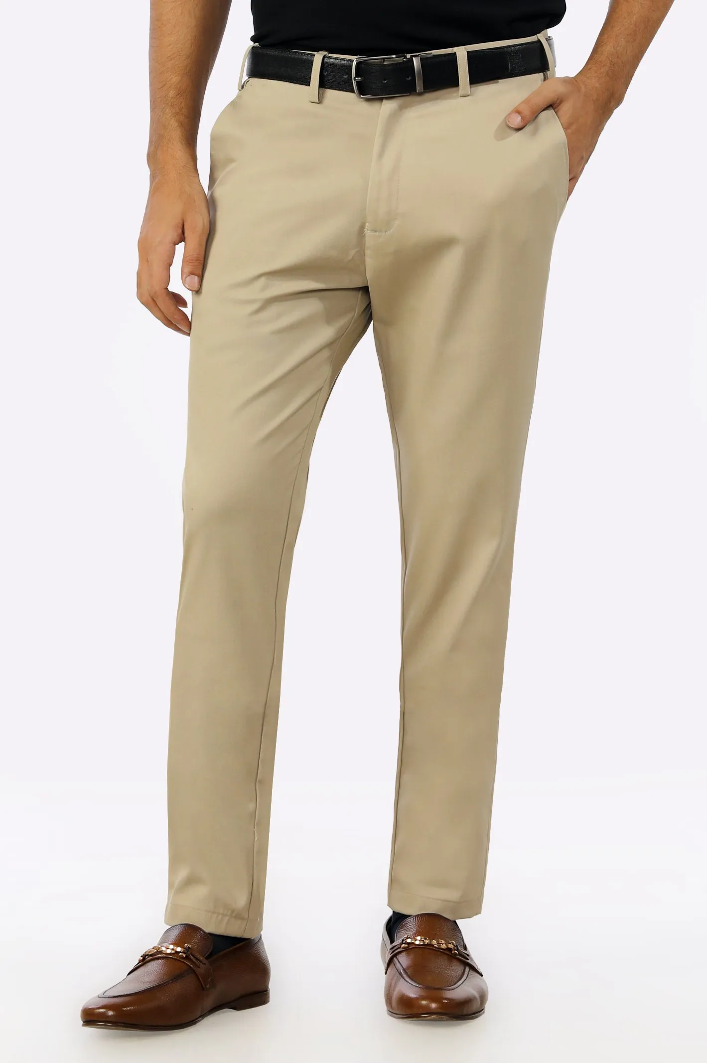 Beige Smart Fit Cotton Chino