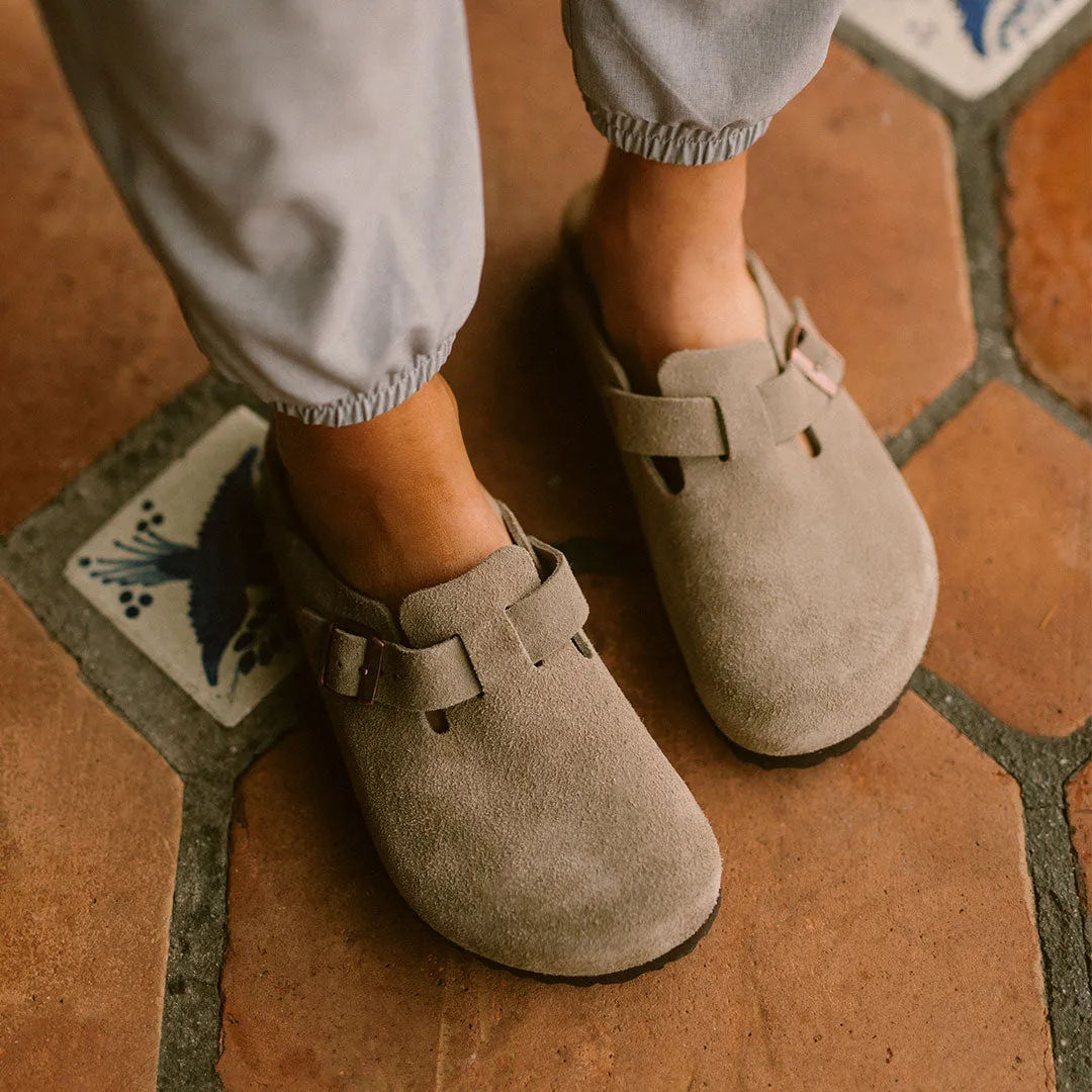 Birkenstock Boston Soft Footbed Suede Leather Clogs - Taupe