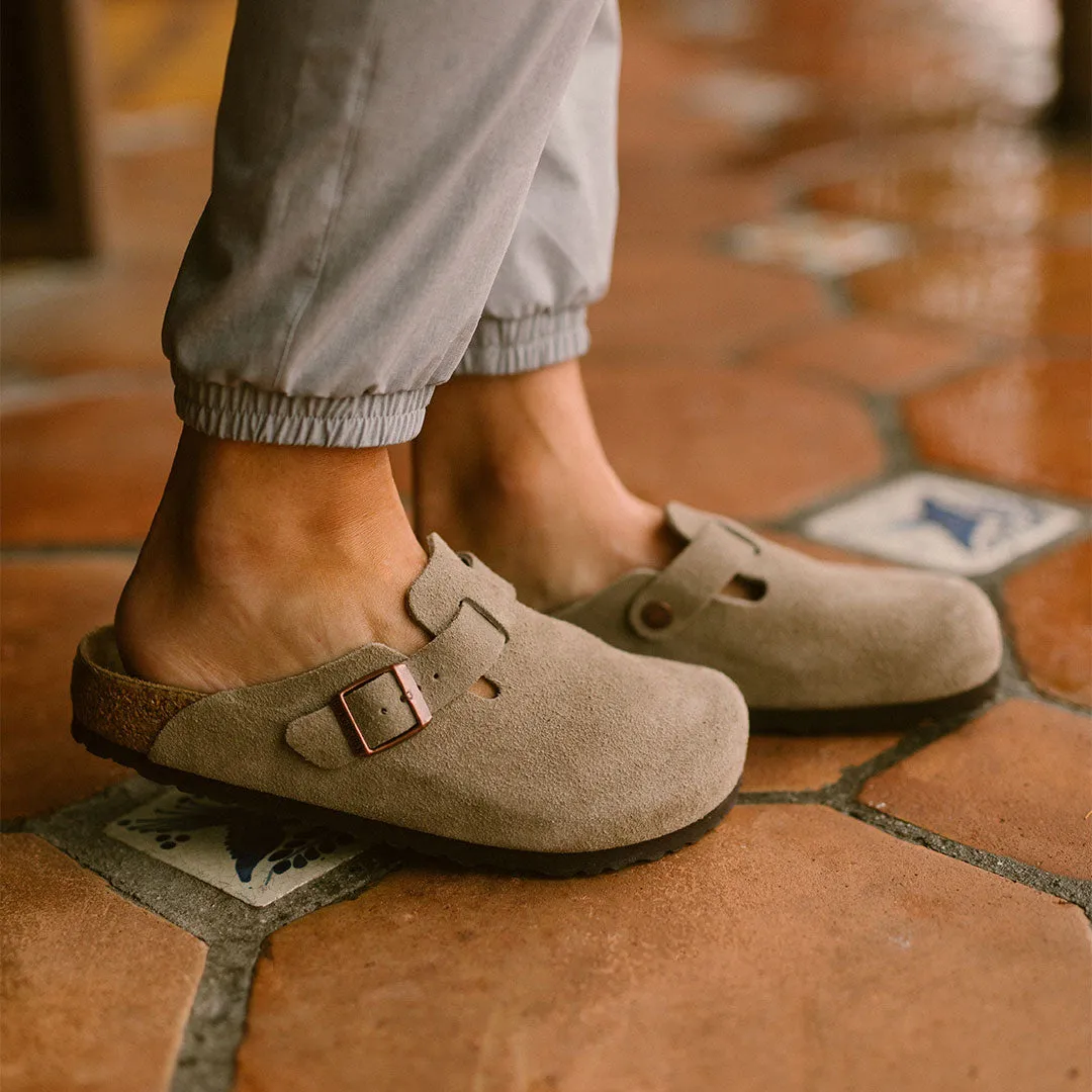 Birkenstock Boston Soft Footbed Suede Leather Clogs - Taupe