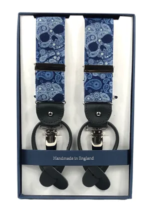 Blue Paisley Skulls Braces