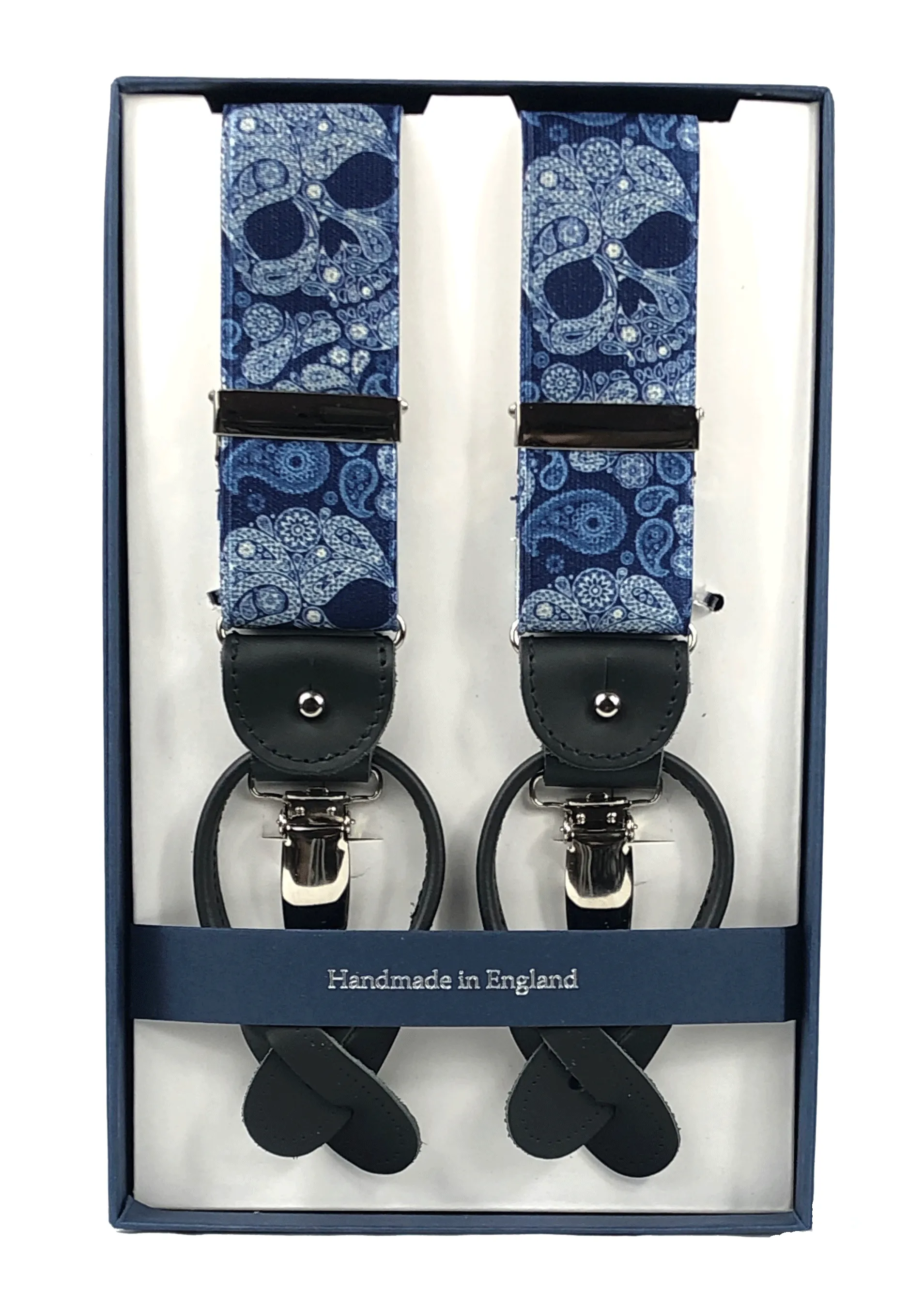 Blue Paisley Skulls Braces