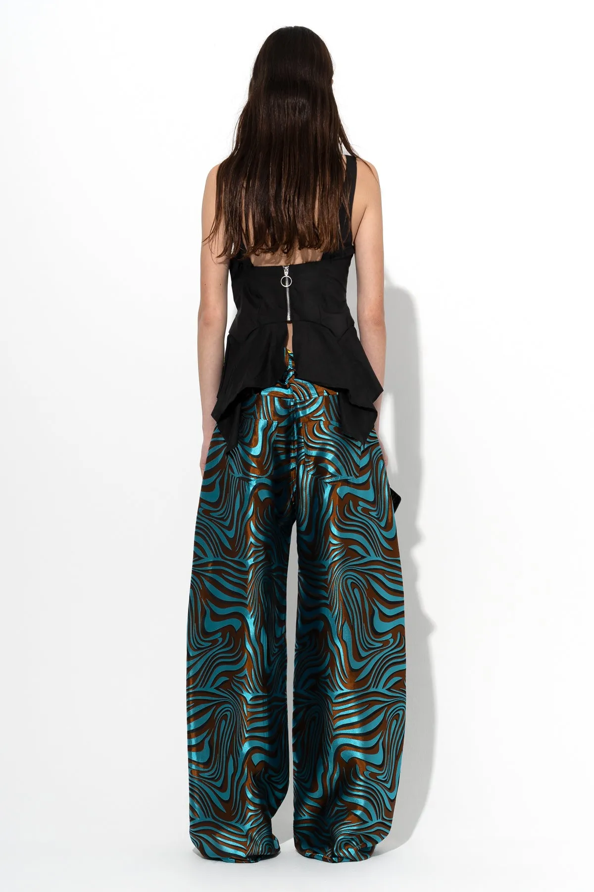 BLUE ZEBRA BROCADE BOYFRIEND TROUSERS