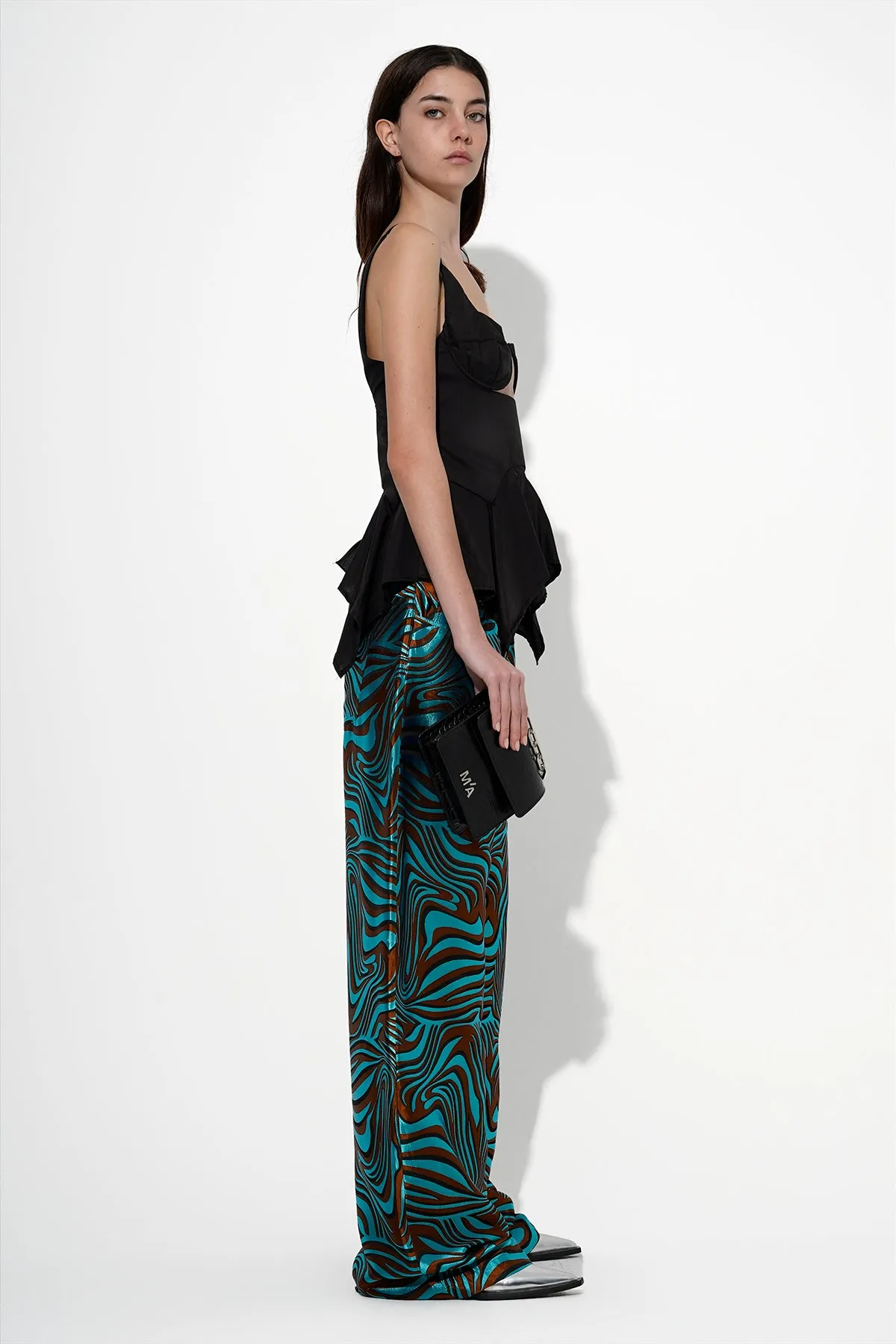 BLUE ZEBRA BROCADE BOYFRIEND TROUSERS