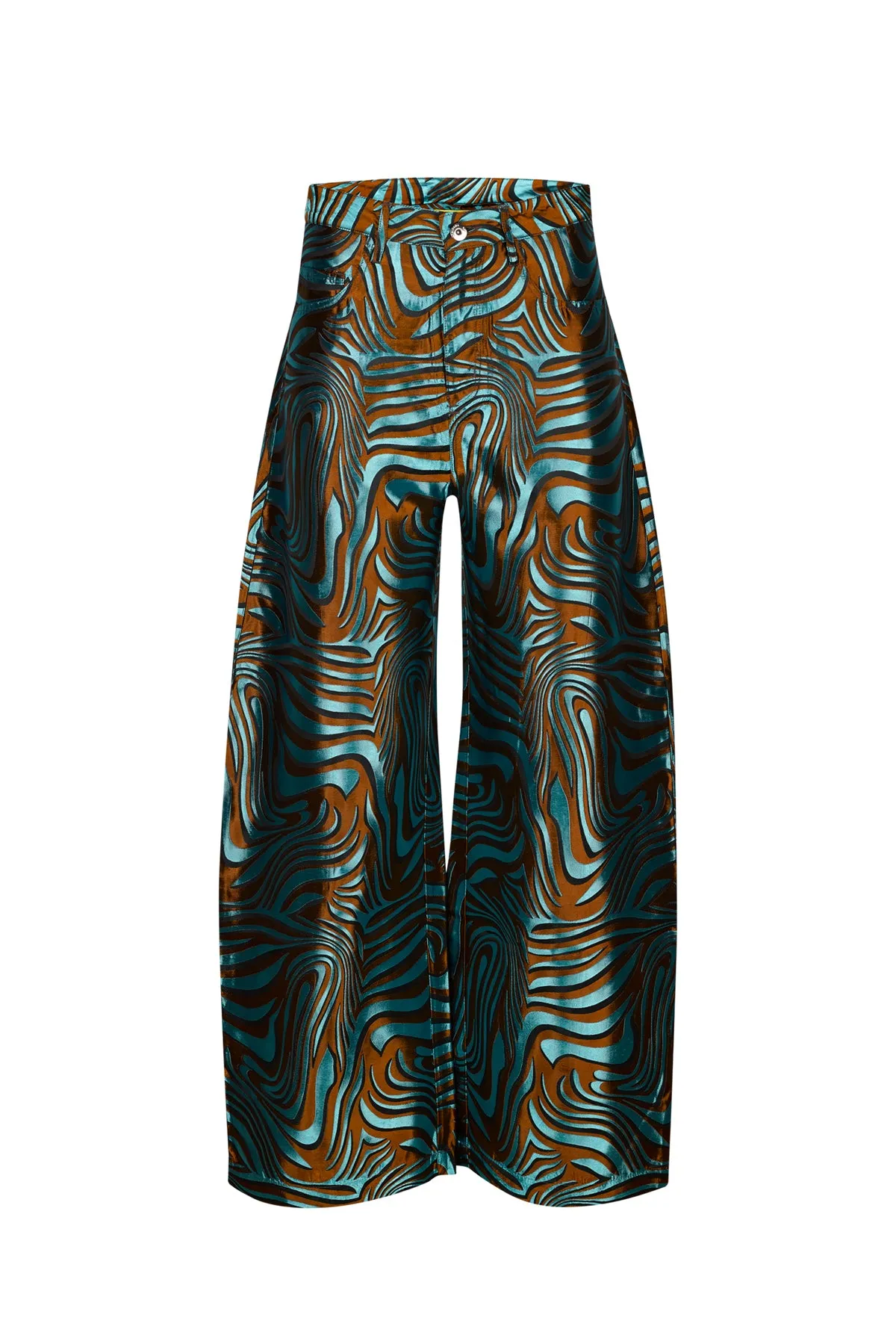 BLUE ZEBRA BROCADE BOYFRIEND TROUSERS