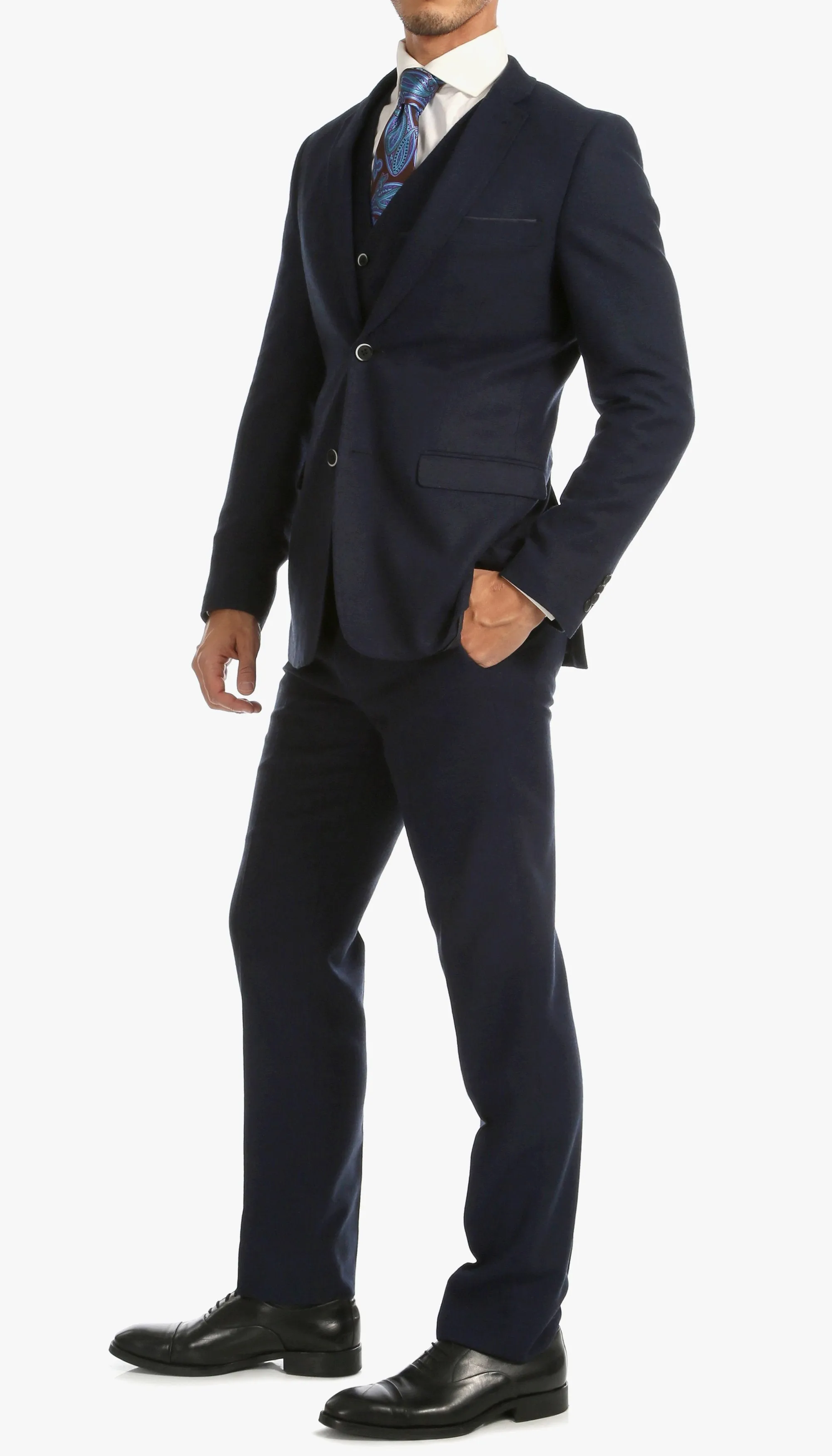 Bradford Navy Slim Fit Tweed 3pc Suit