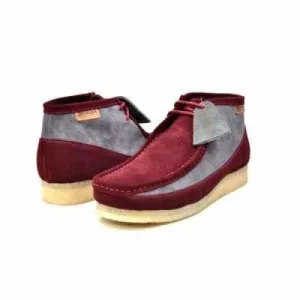 British Walkers Walker 100 Wallabee Boots Men's Burgundy and Gray Suede