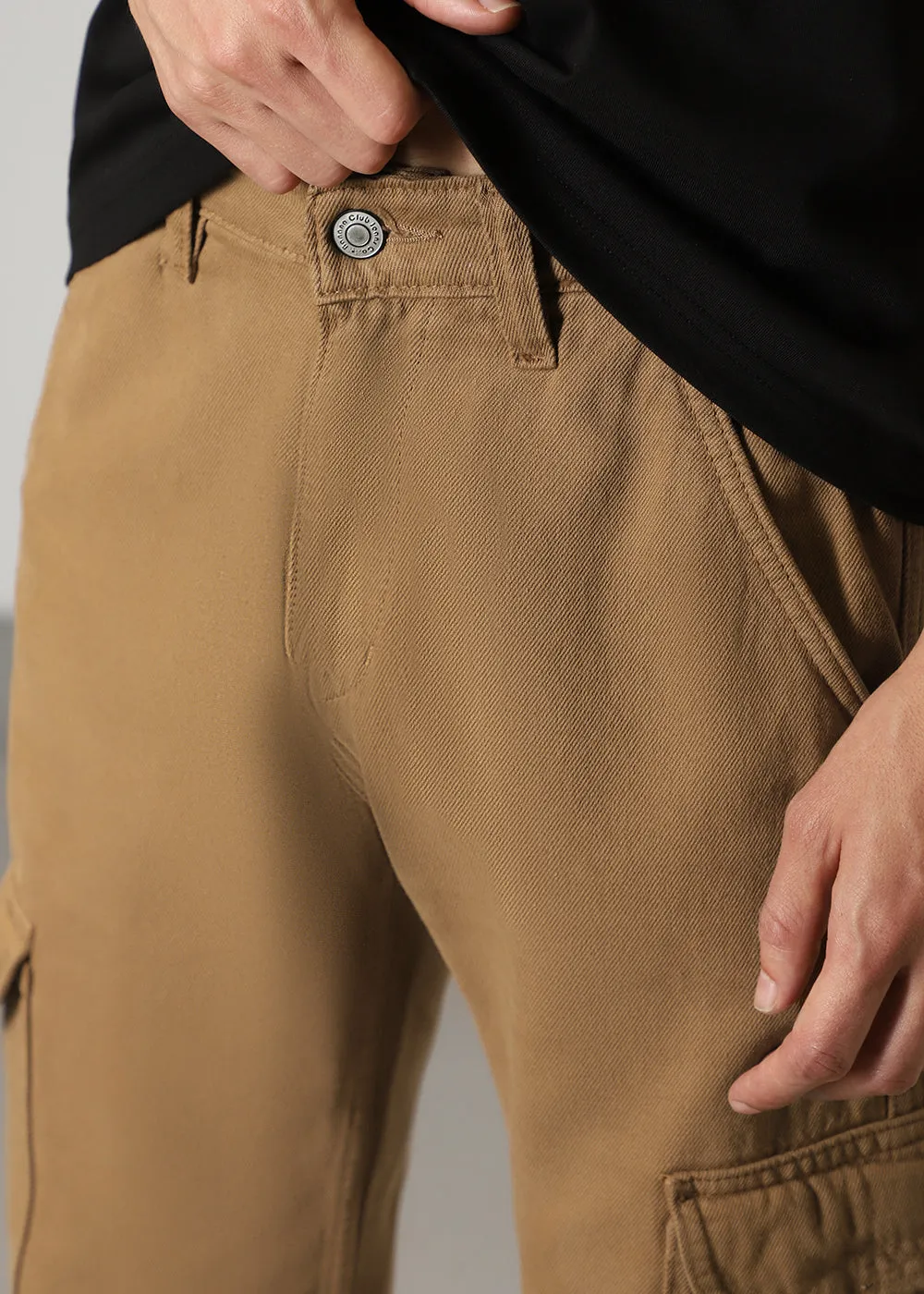 Brown Double Pocket Cargo Denim