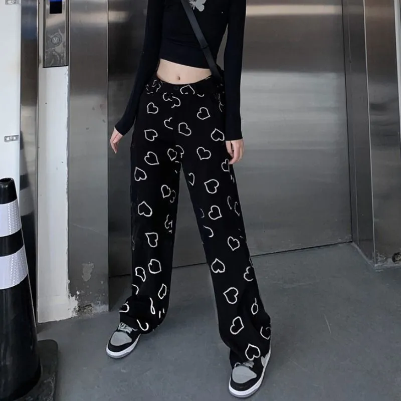 Casual Heart Themed Pants