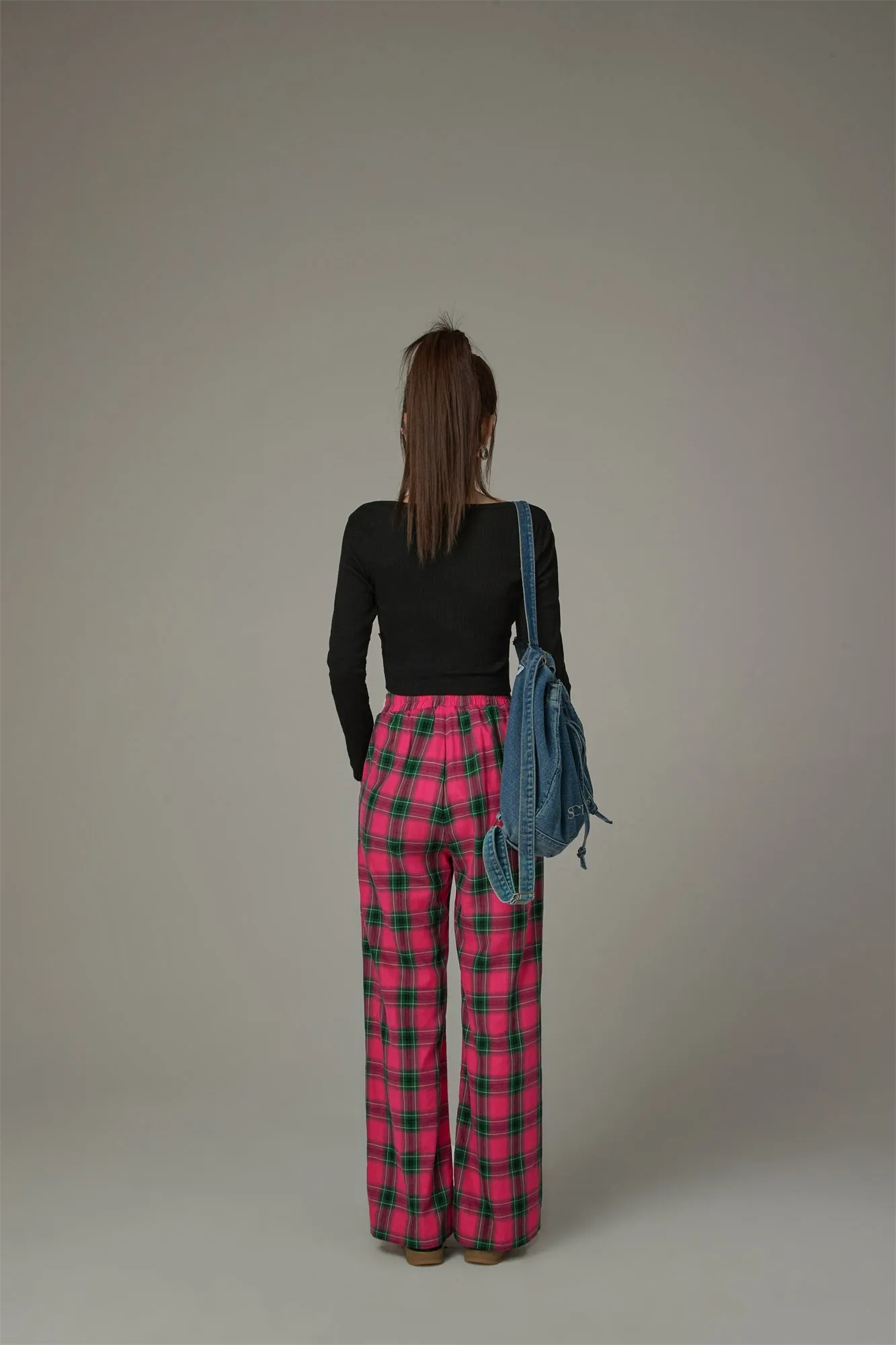 Check Wide Pants