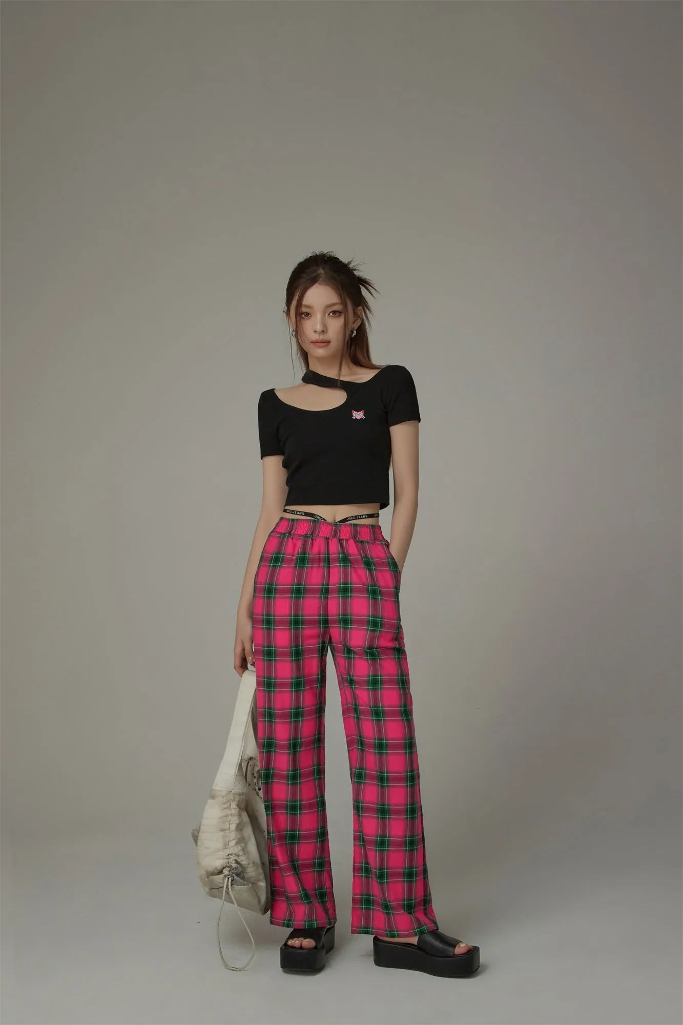 Check Wide Pants