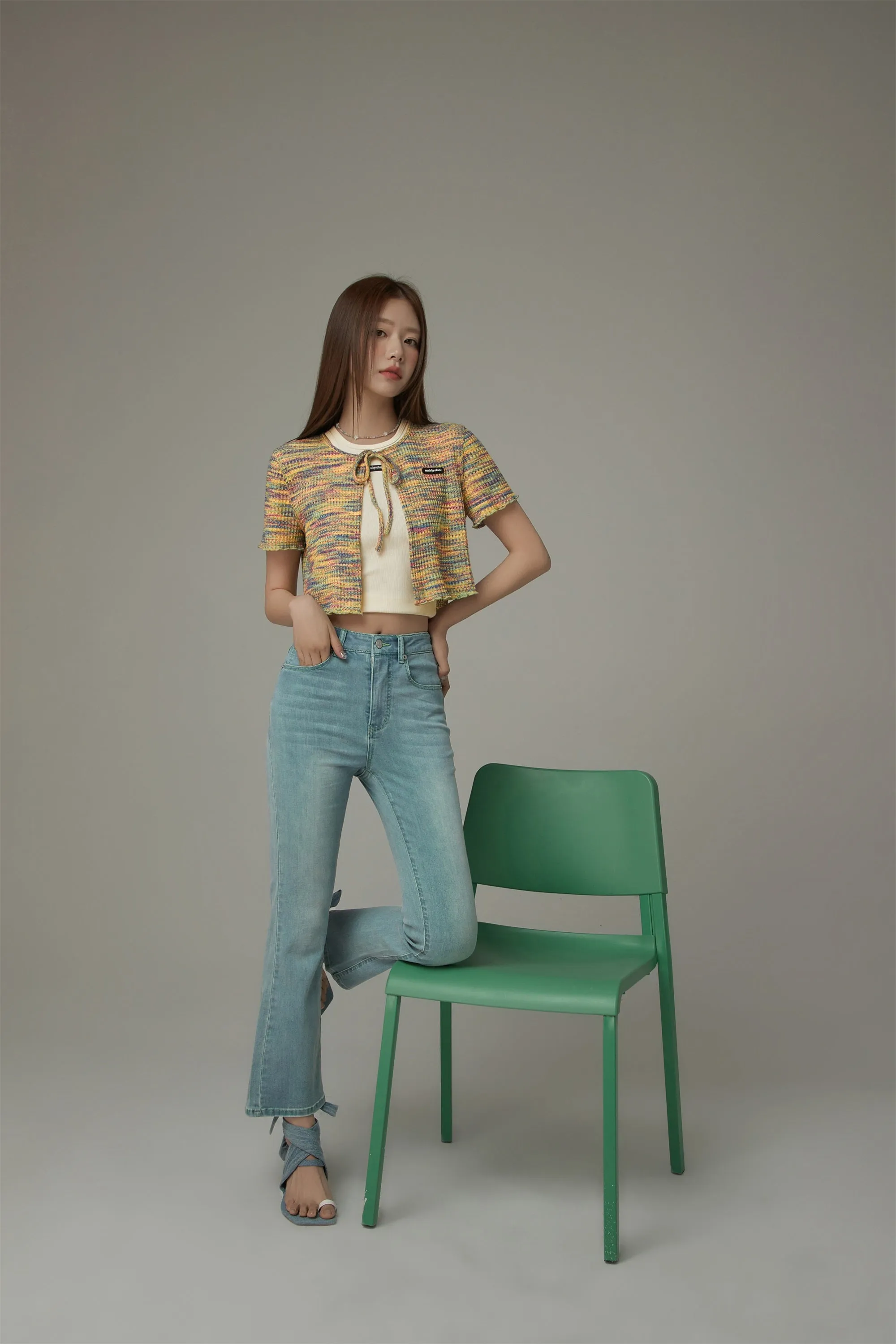 Chuu Pocket Design Semi Bootcut Denim Jeans