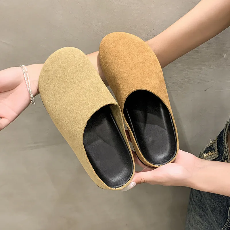 Comfortable Casual Shoes Thick Sole Packable Half Slippers Women 2024 Versatile Soft Sole Buckle Slip-On Shoes