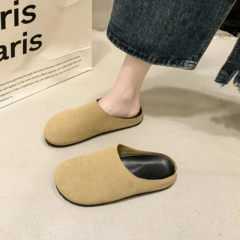 Comfortable Casual Shoes Thick Sole Packable Half Slippers Women 2024 Versatile Soft Sole Buckle Slip-On Shoes