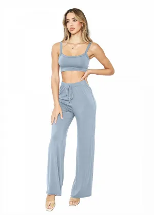 Day Break Lounge Pant Set in Chambray