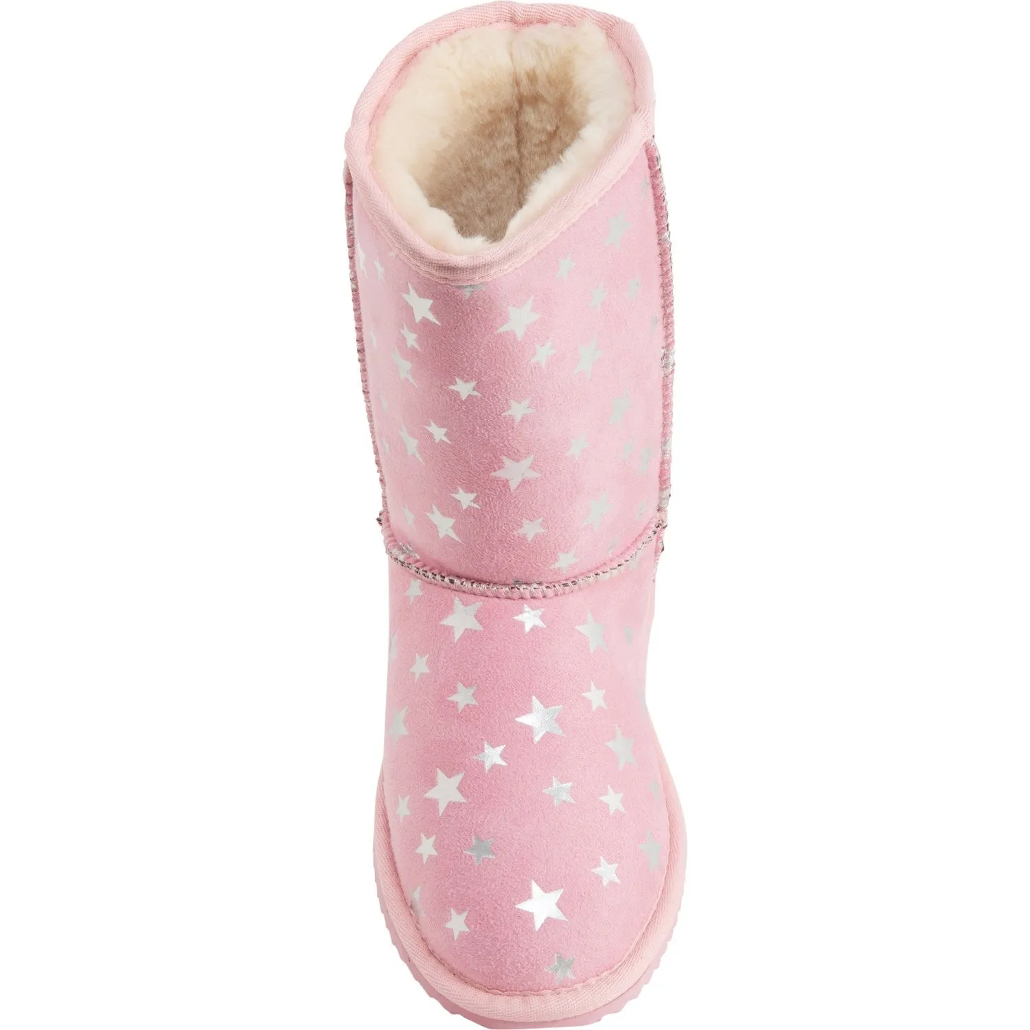 Emu Ridge Girls Stars Faux Suede with Plush Faux Fur Lining Metallic Stars Kirby Lo Winter Boots