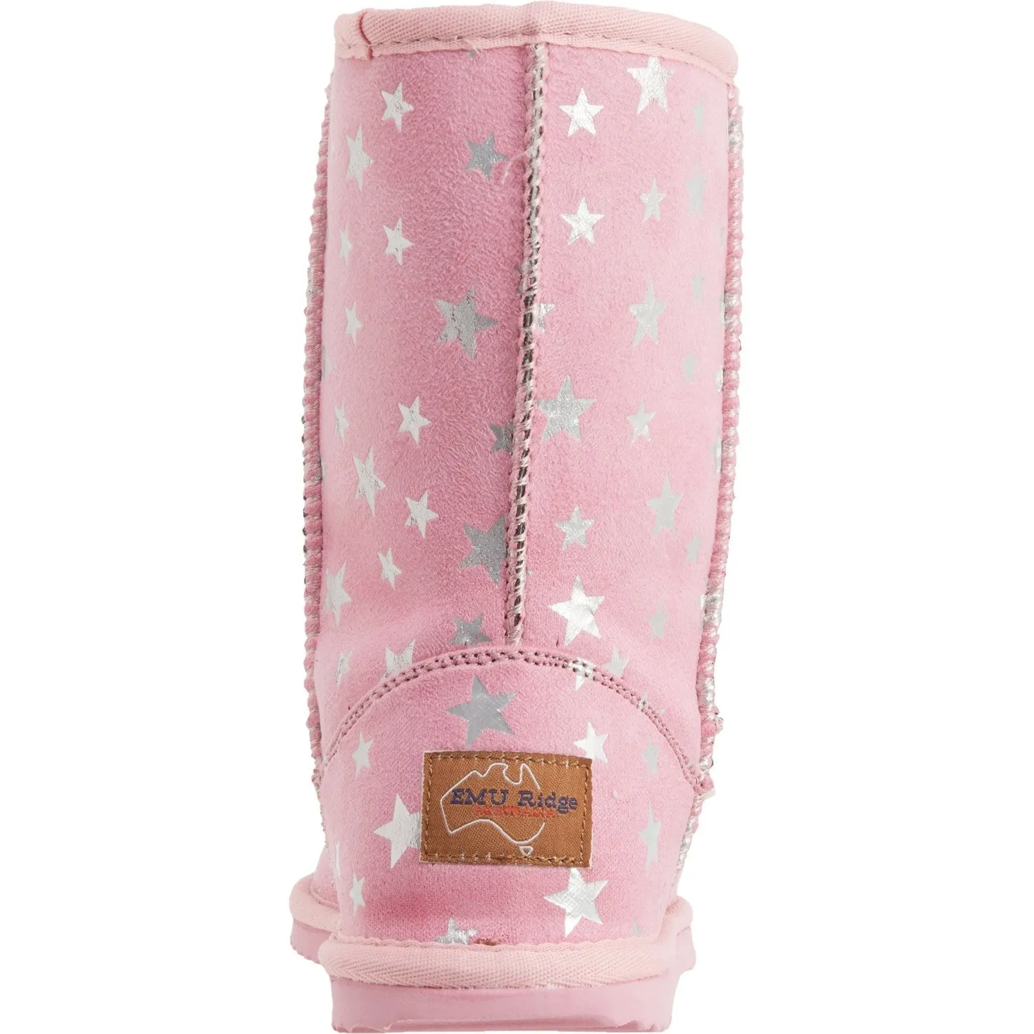 Emu Ridge Girls Stars Faux Suede with Plush Faux Fur Lining Metallic Stars Kirby Lo Winter Boots