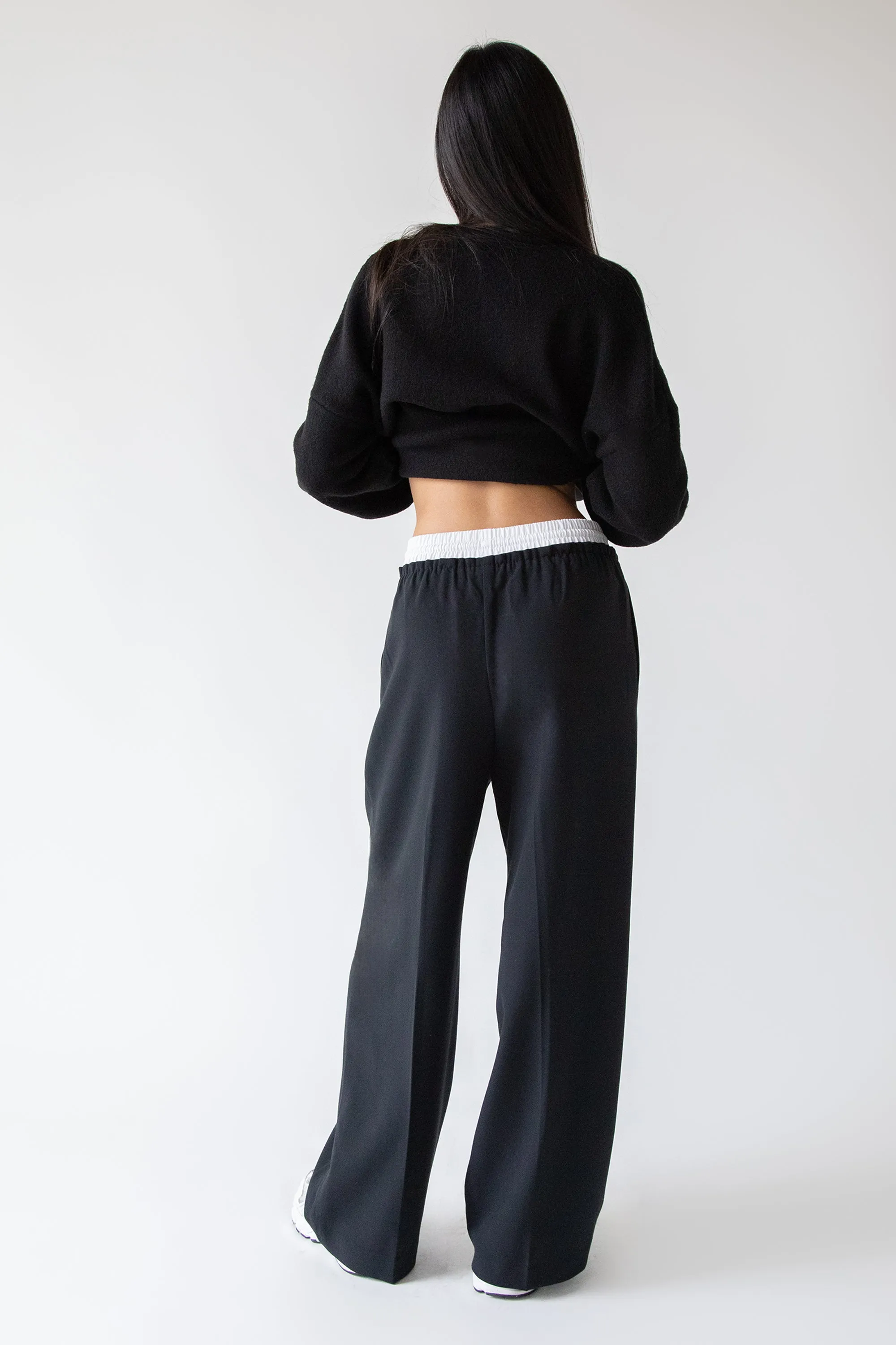 EXPOSED ELASTIC WAISTBAND DRESS PANT