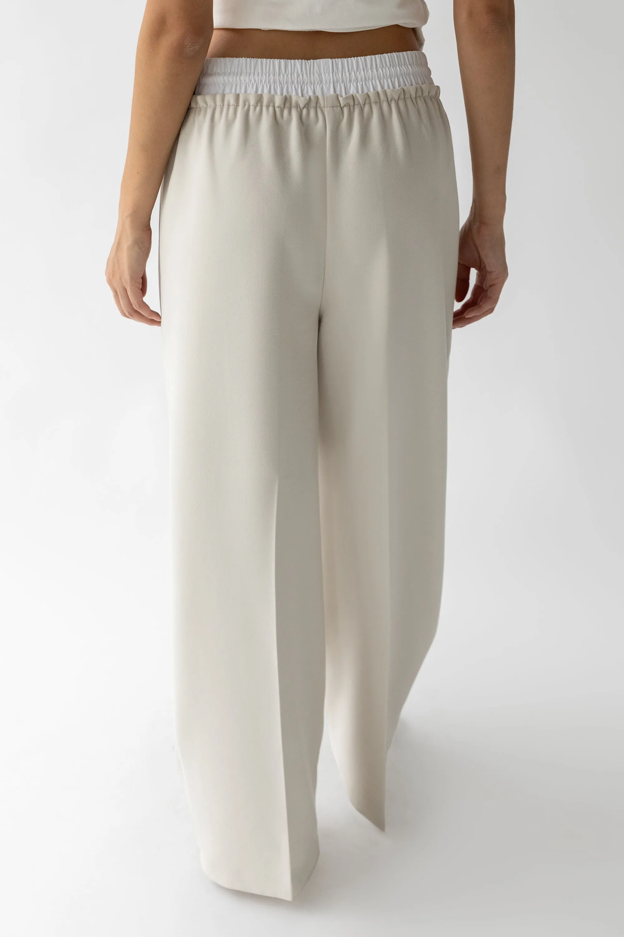 EXPOSED ELASTIC WAISTBAND DRESS PANT