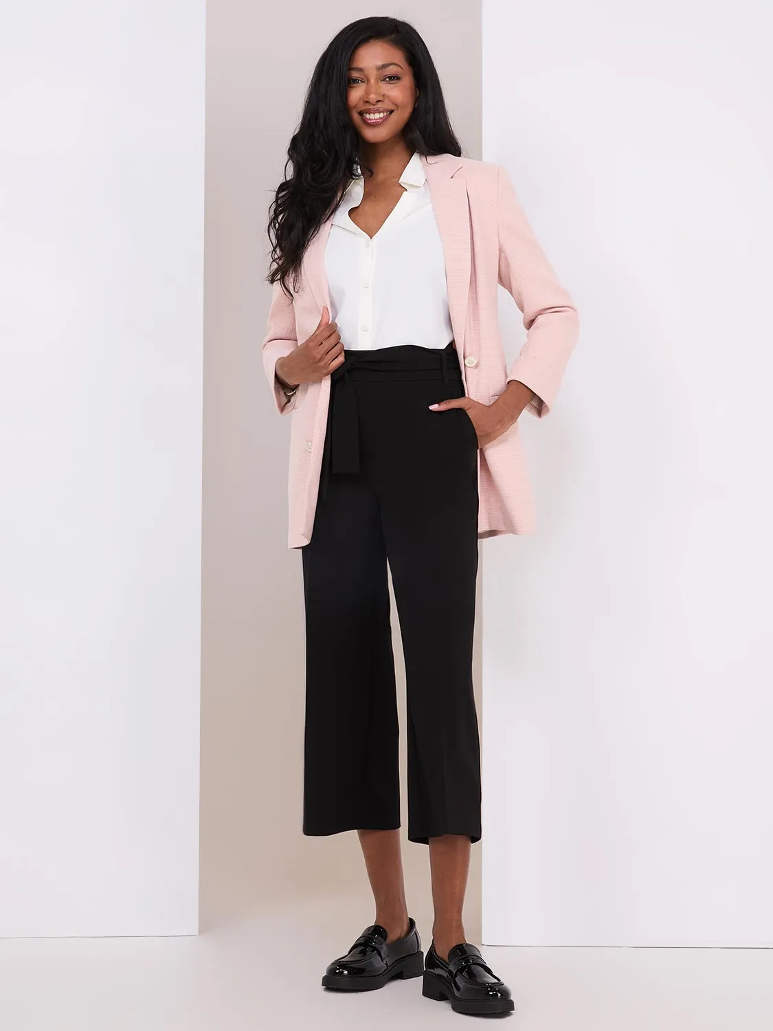 High Rise Sash Front Gaucho Pants