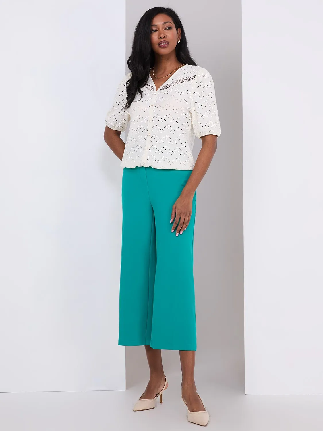 High Rise Sash Front Gaucho Pants