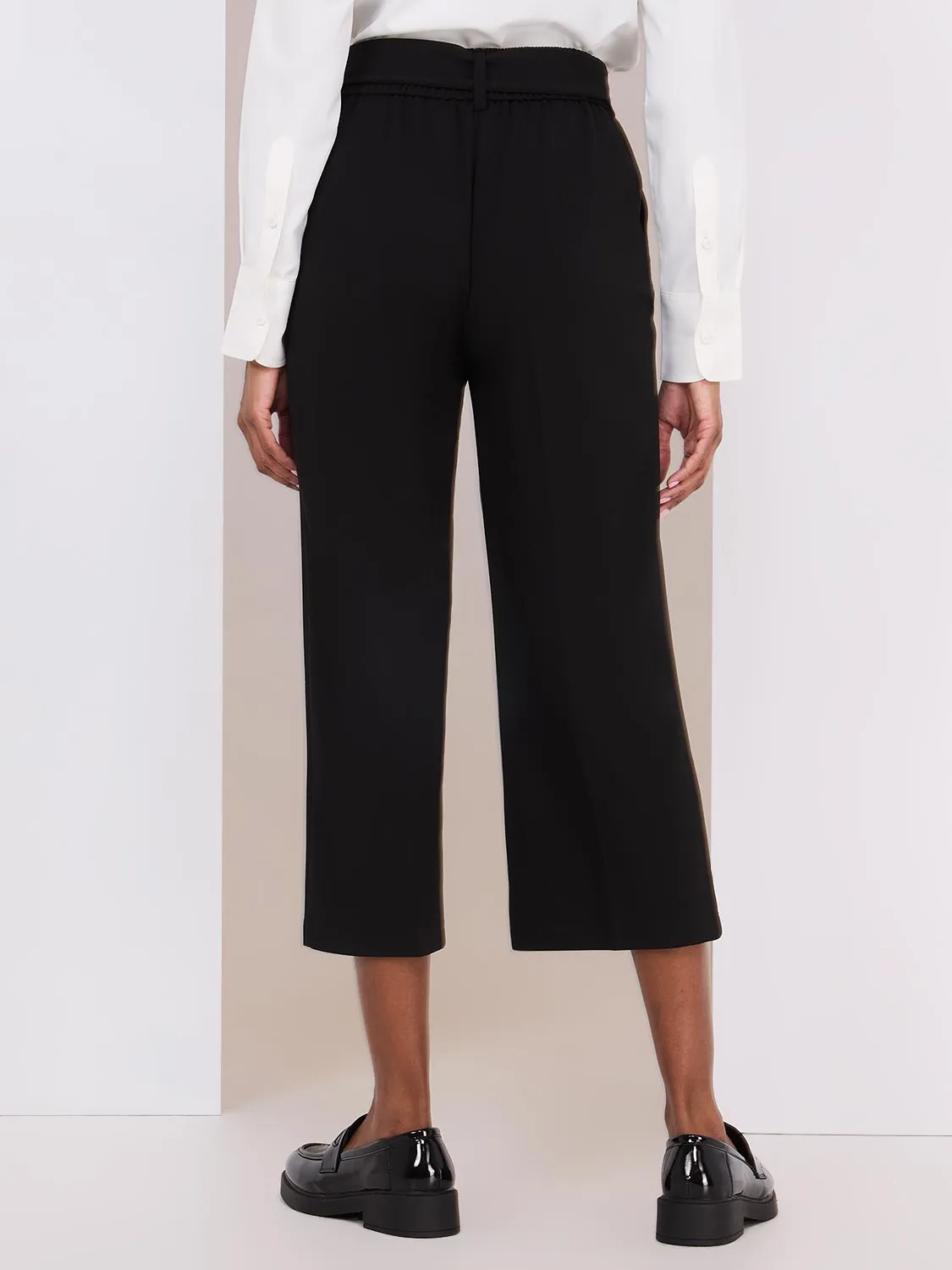 High Rise Sash Front Gaucho Pants