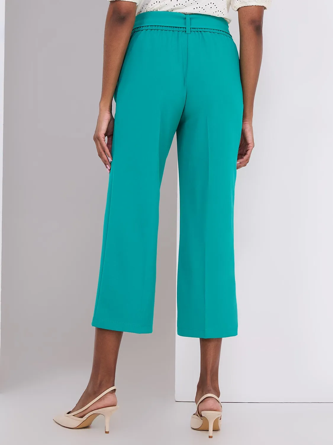 High Rise Sash Front Gaucho Pants