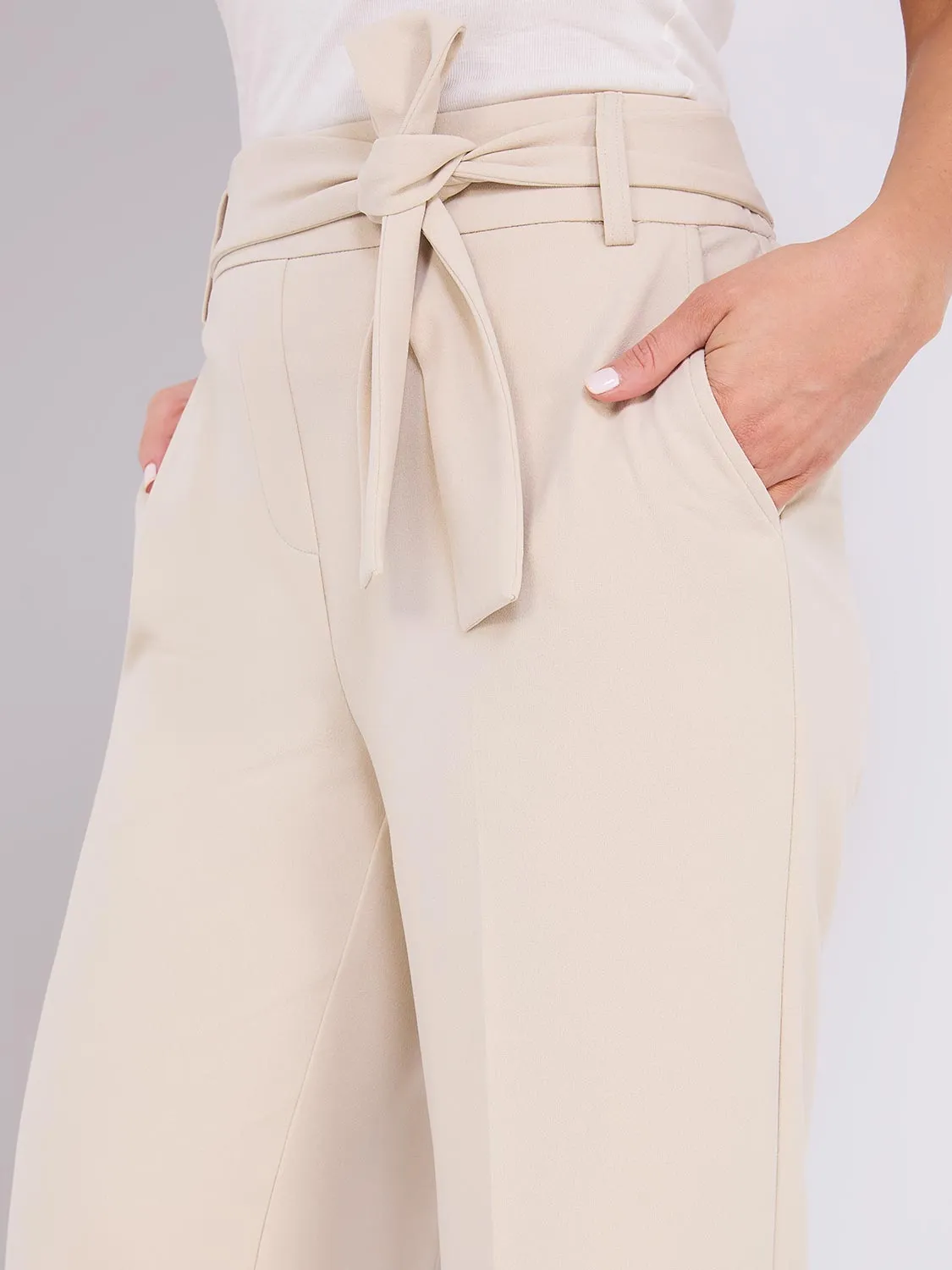 High Rise Sash Front Gaucho Pants