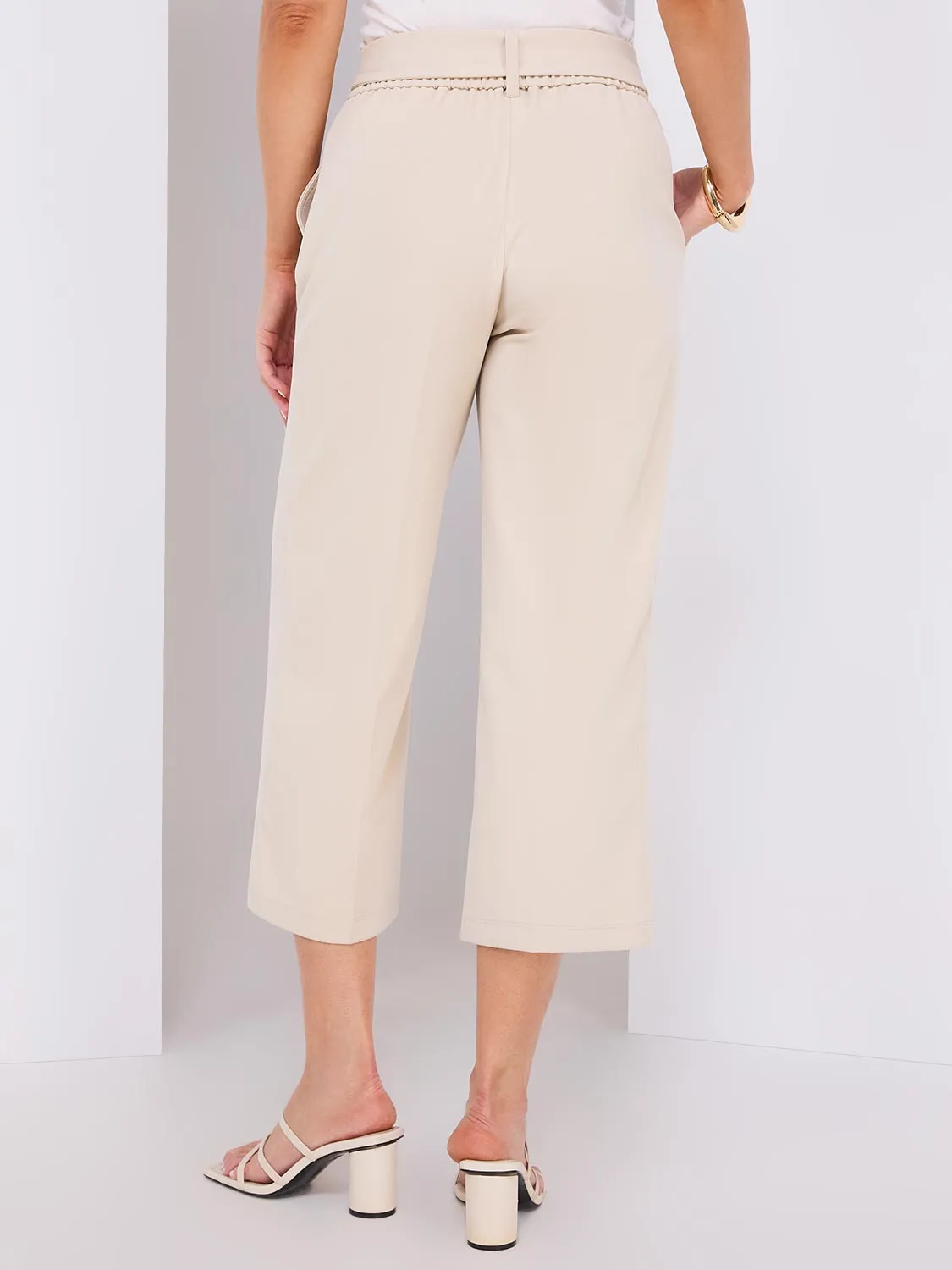 High Rise Sash Front Gaucho Pants