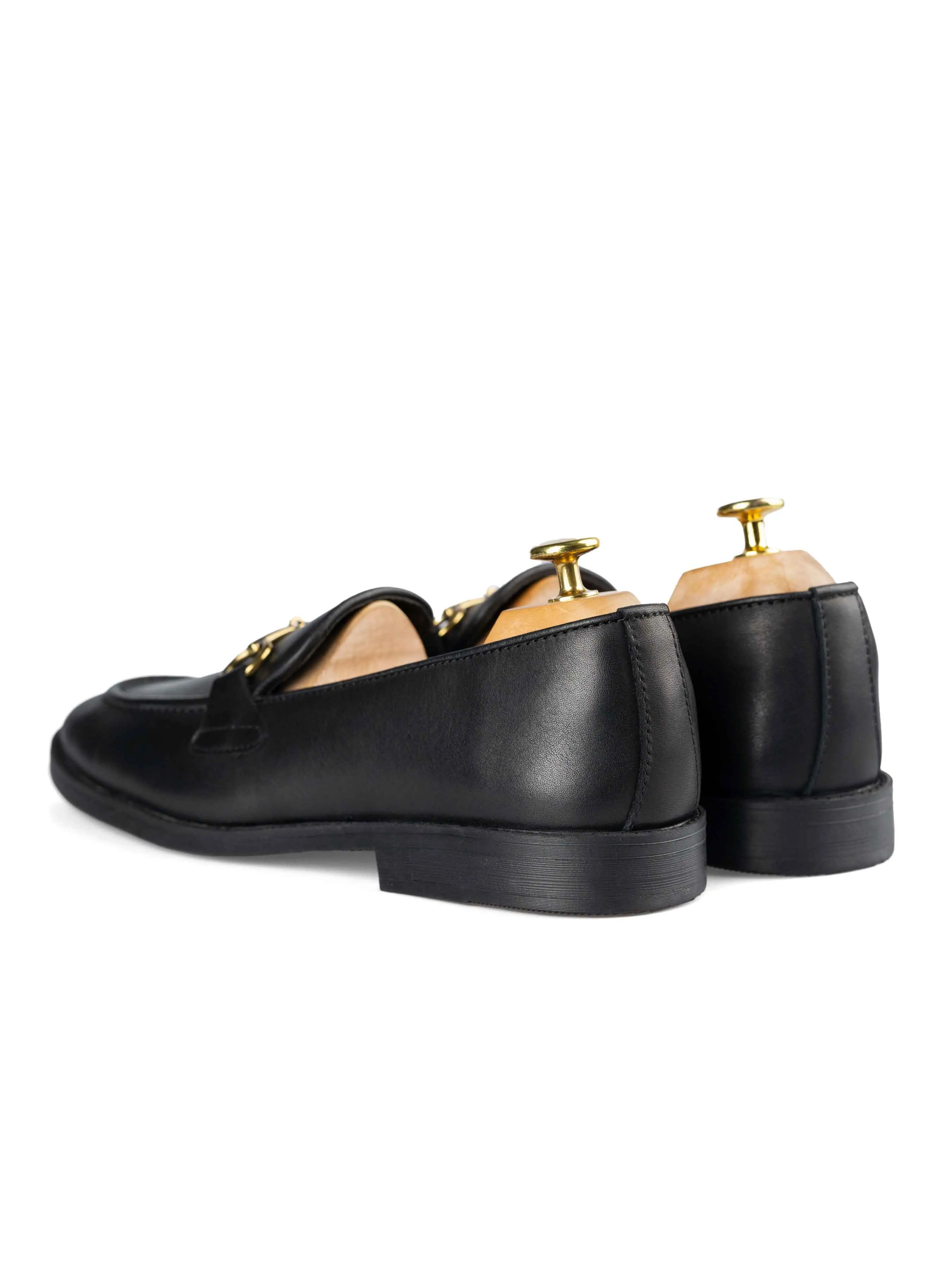 Horsebit Buckle Loafer - Solid Black Leather (Flexi-Sole)