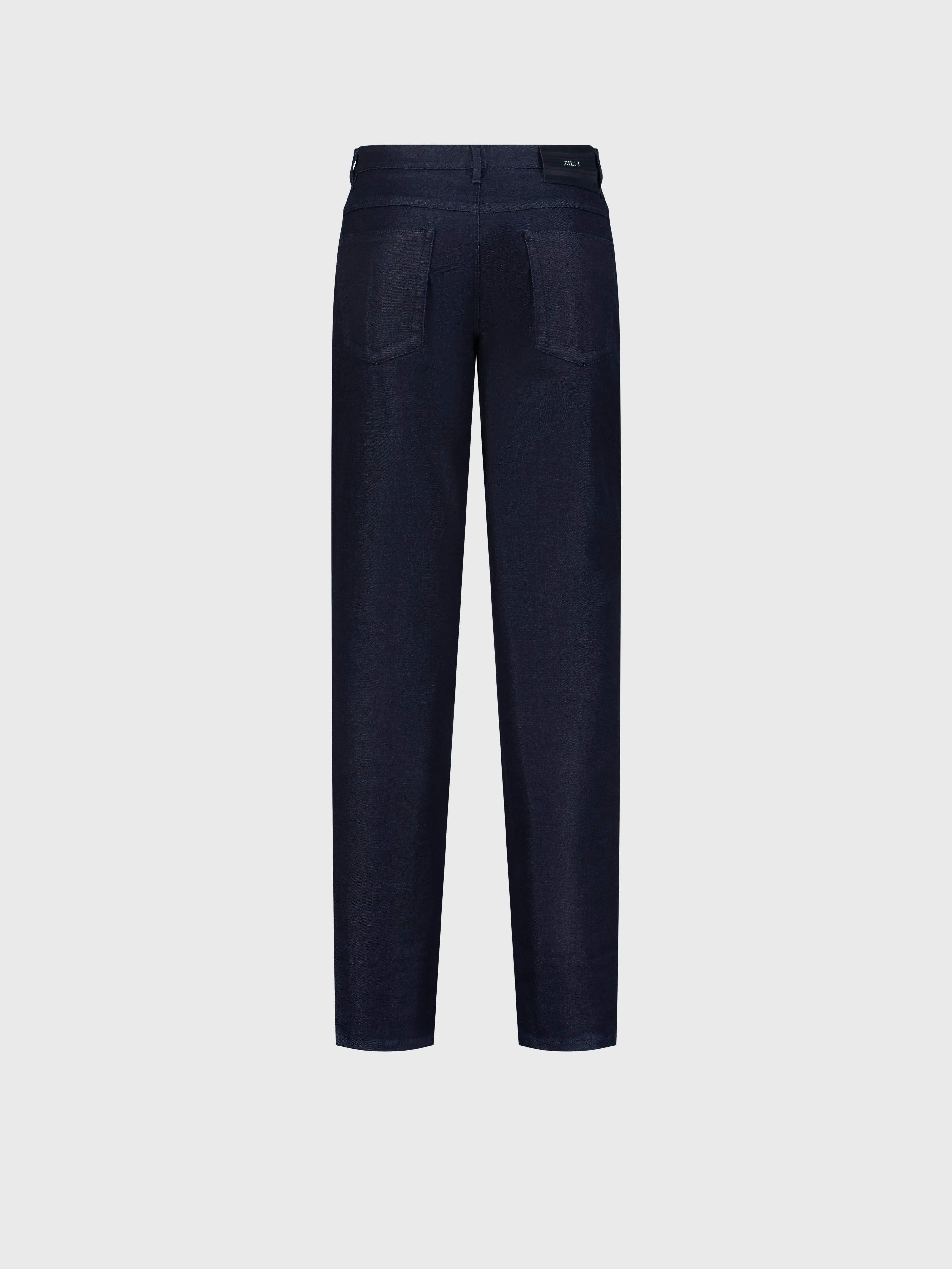 Jeans with Suede Calfskin Patch Navy Blue