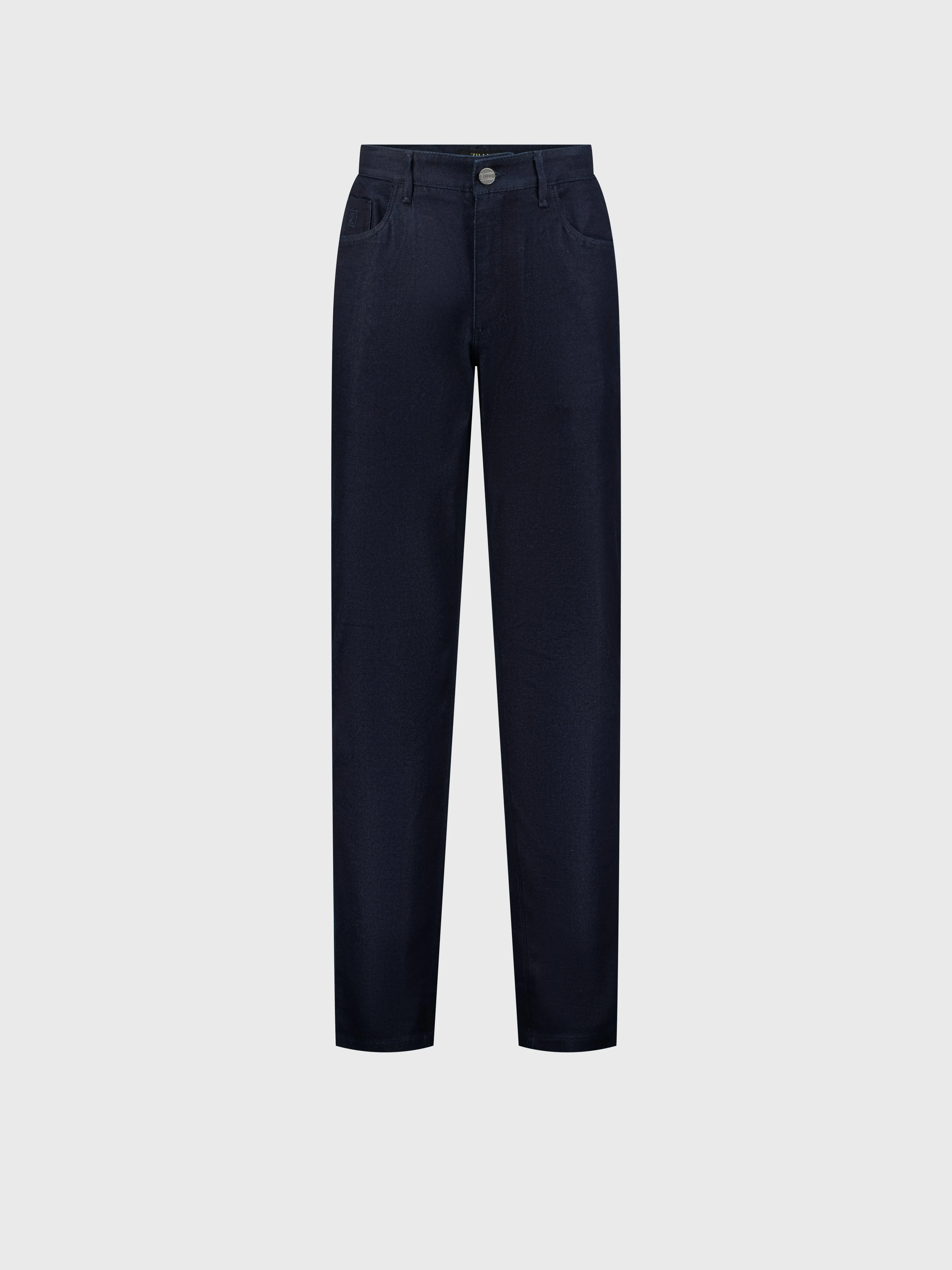 Jeans with Suede Calfskin Patch Navy Blue