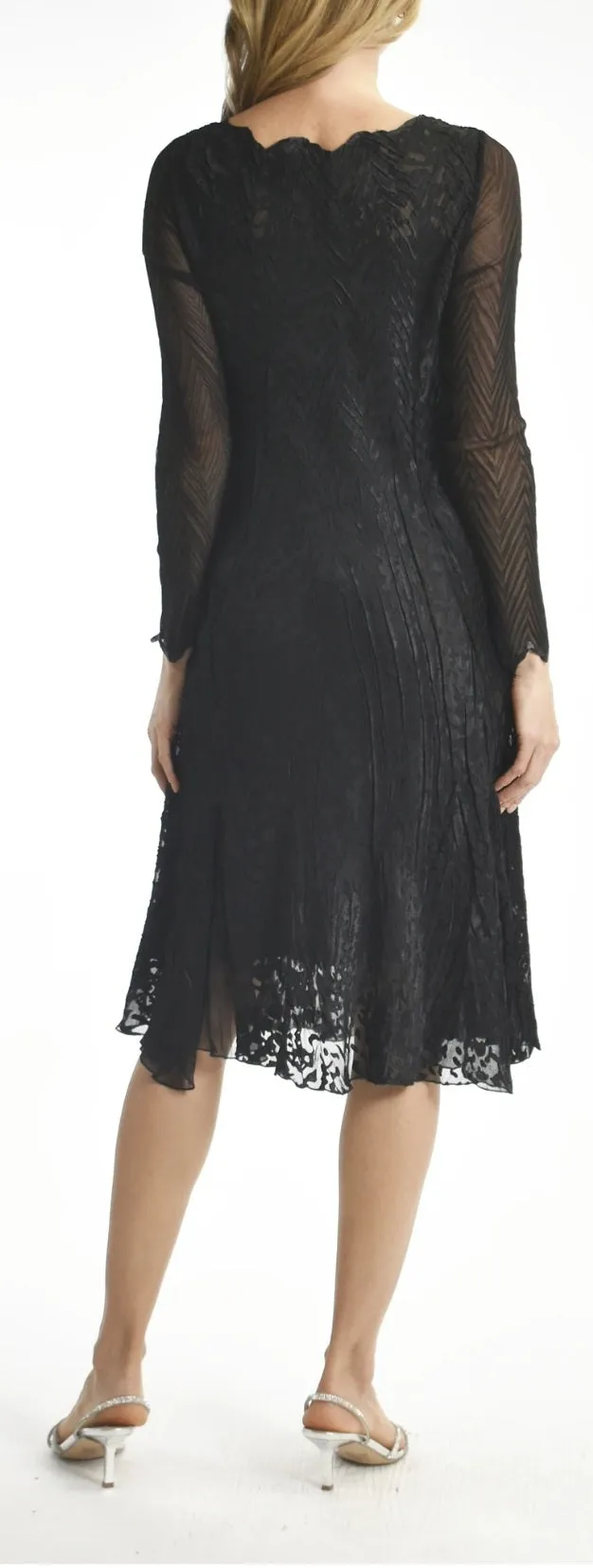 Komarov Chiffon Burnout Sleeved Dress