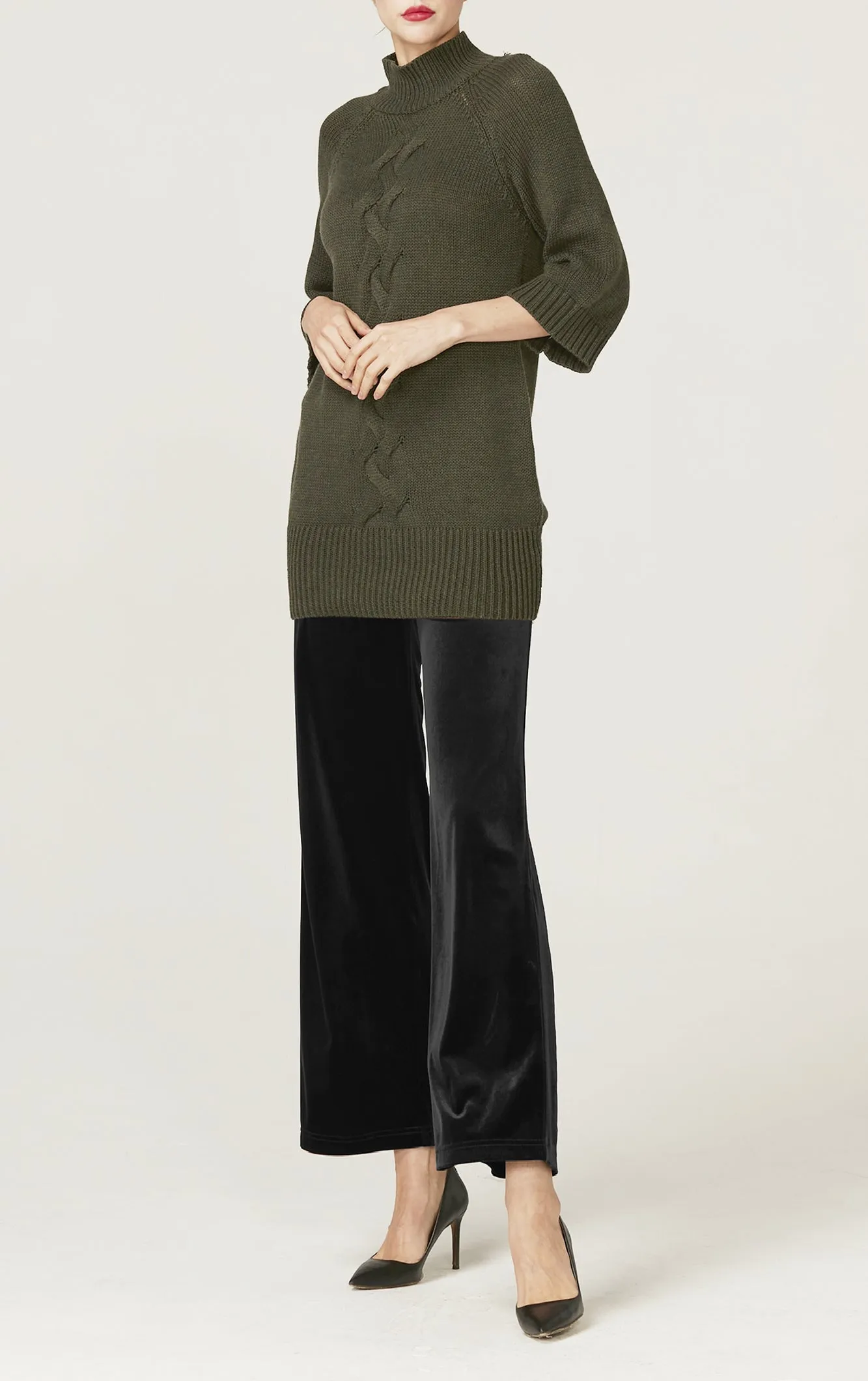 Lidia Wide Legged Stretchy Velvet Pants