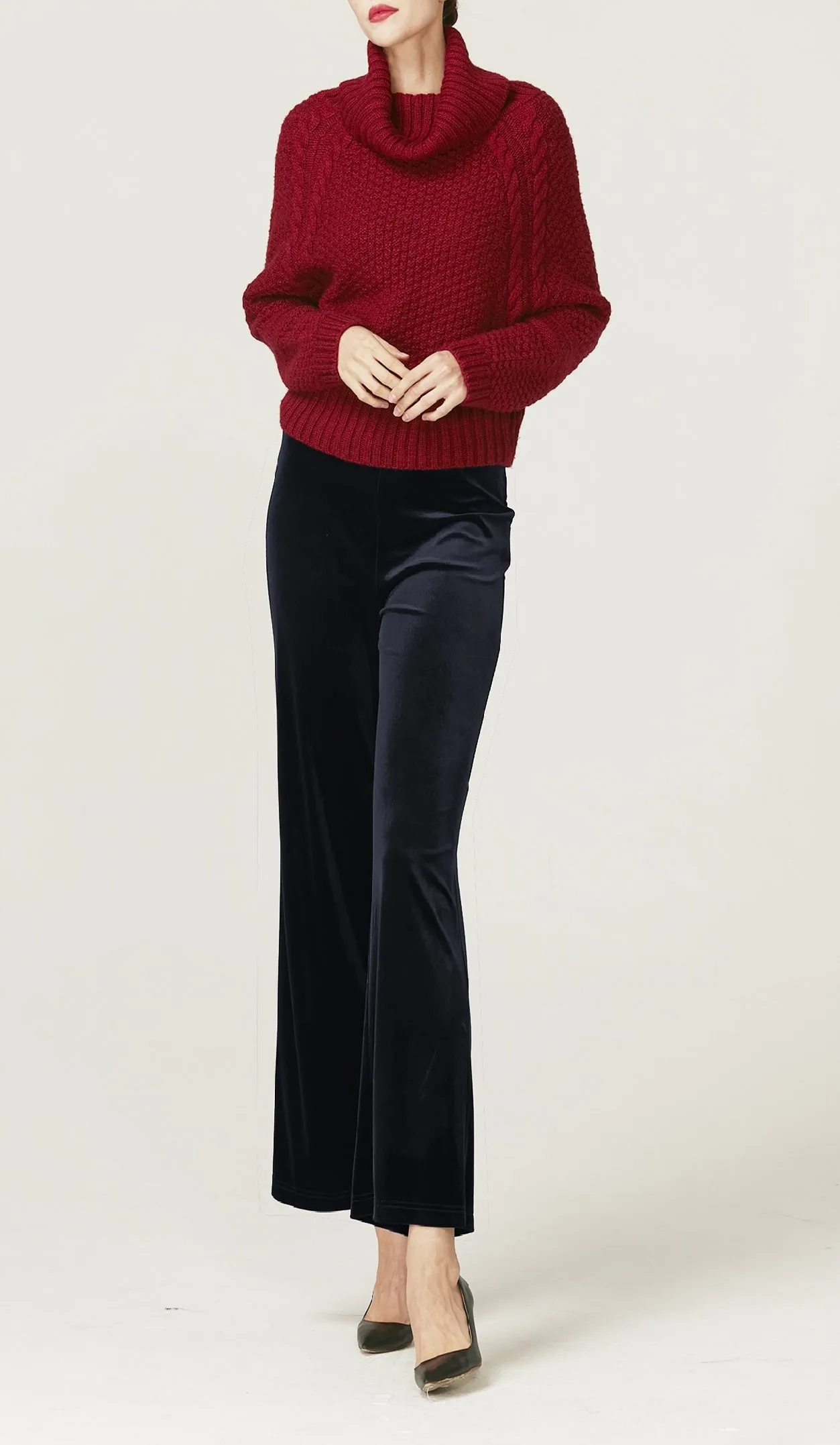 Lidia Wide Legged Stretchy Velvet Pants