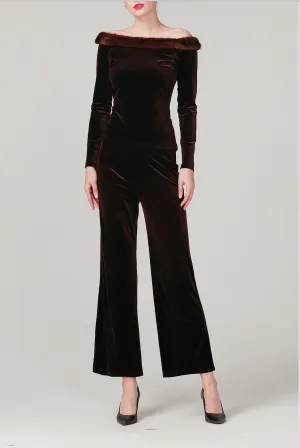 Lidia Wide Legged Stretchy Velvet Pants