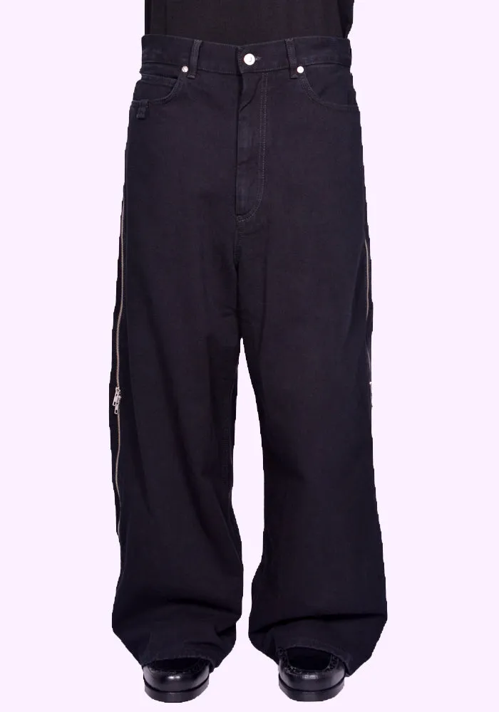 LU'U DAN MP059D WD SIDE ZIP JEANS BLACK RINSE (New Season FW24)