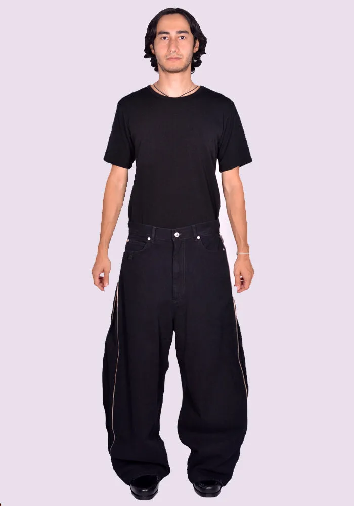 LU'U DAN MP059D WD SIDE ZIP JEANS BLACK RINSE (New Season FW24)