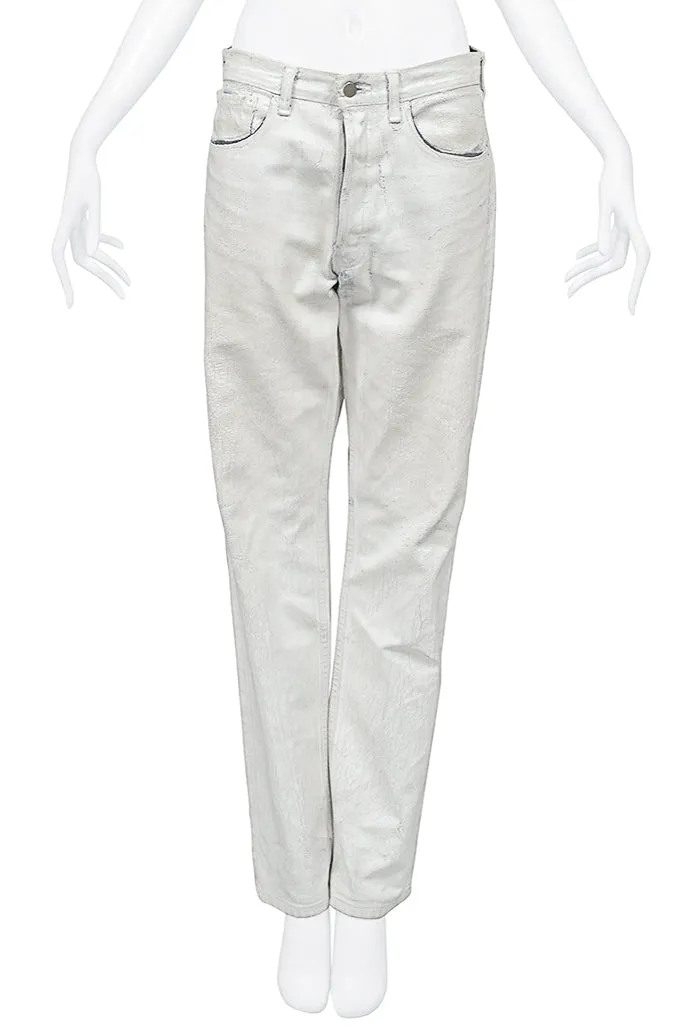 MAISON MARTIN MARGIELA ARTISANAL COLLECTION 0 MEN'S BLUE JEANS DIPPED IN WHITE PAINT