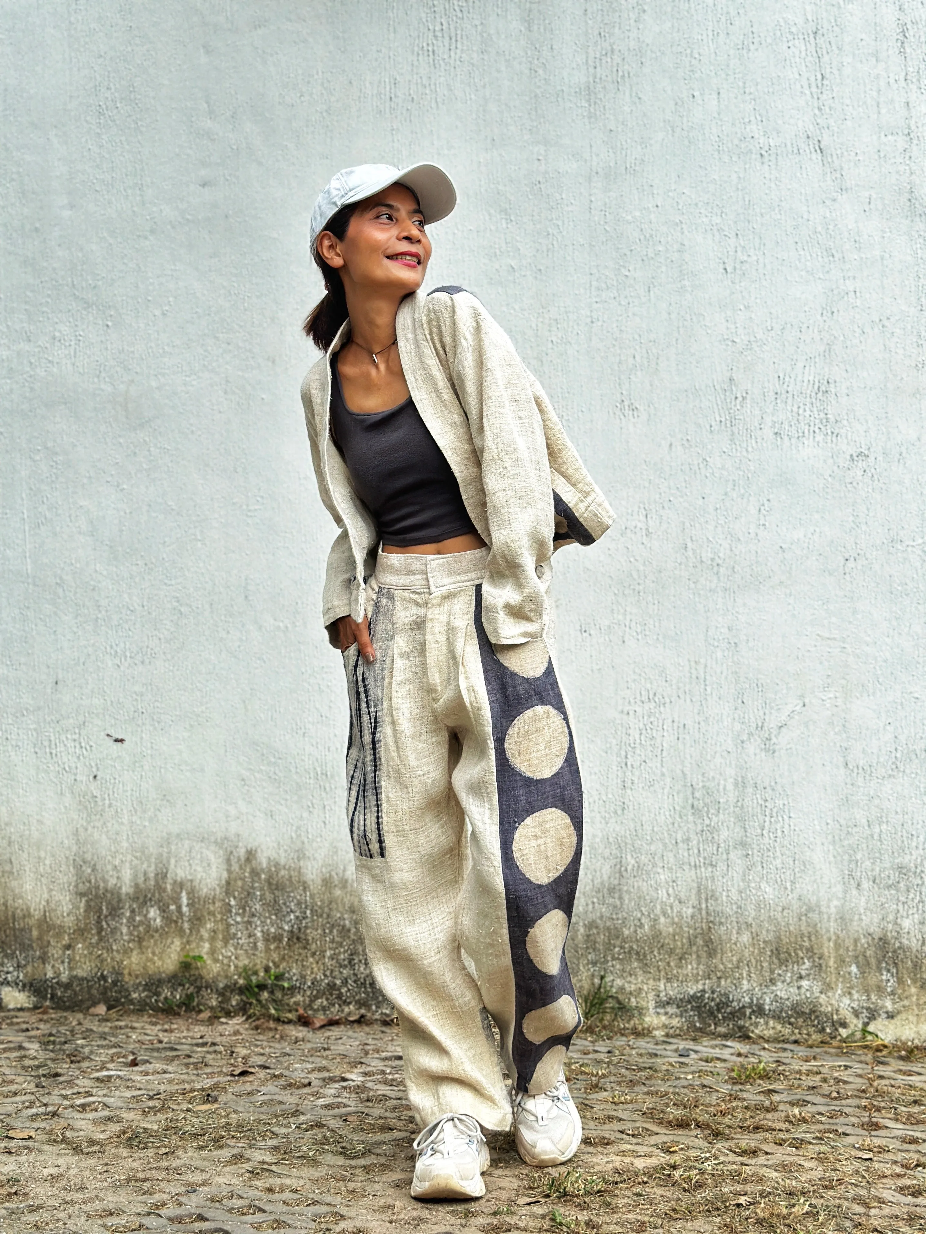 Matching pants and jacket (shibori and dot)