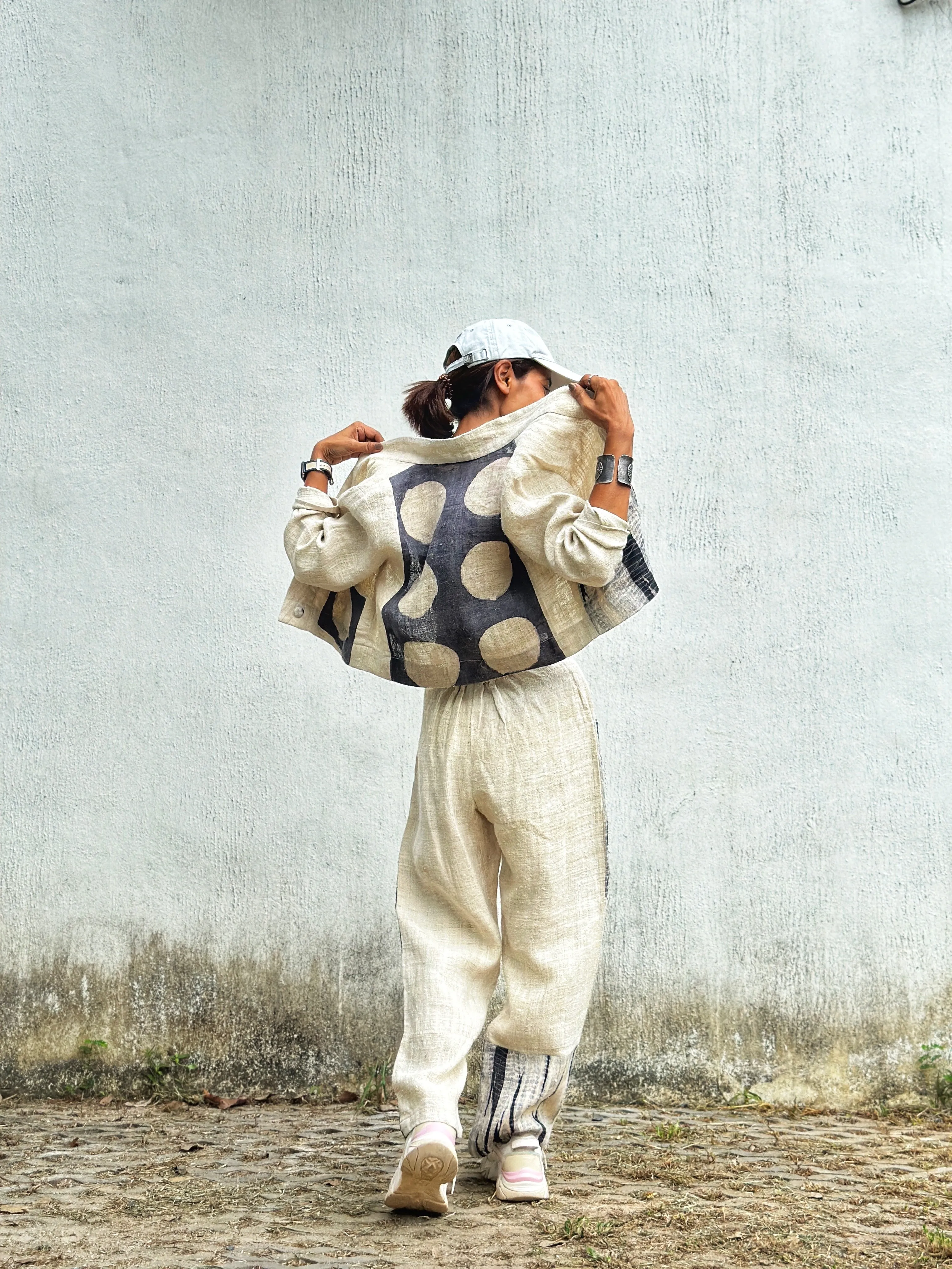 Matching pants and jacket (shibori and dot)