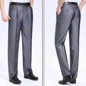 Mens Casual High Rise Polyester Comfy Business Dress Pants