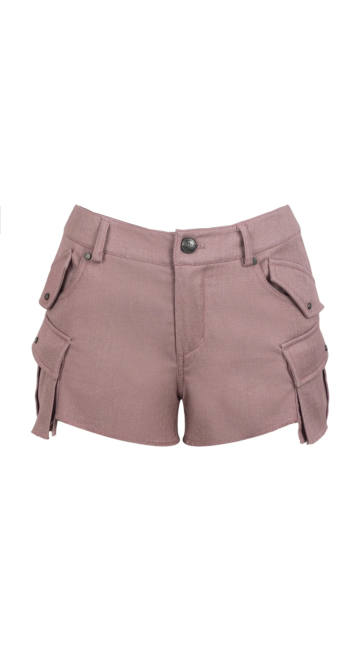 Multi-pocket Faux Denim Track Shorts