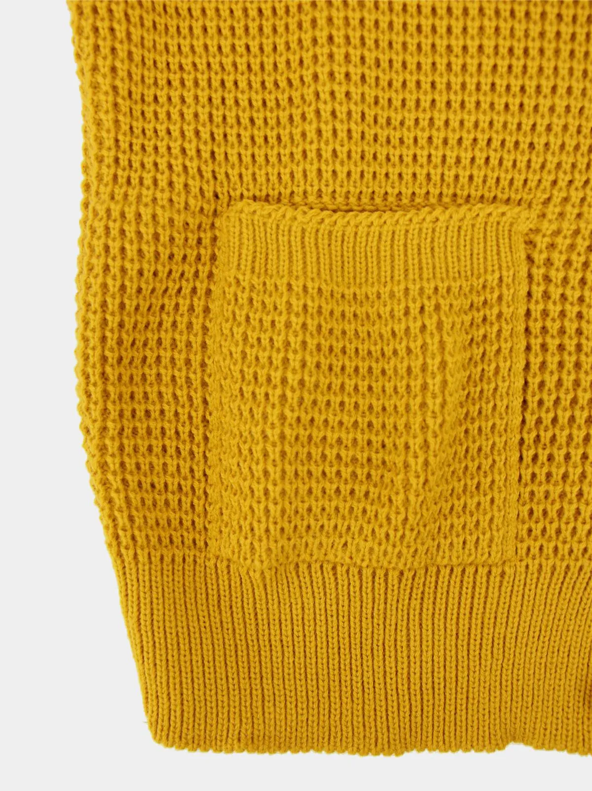 Mustard Yellow Waffle Knit V-Neck Vintage Style Cardigan