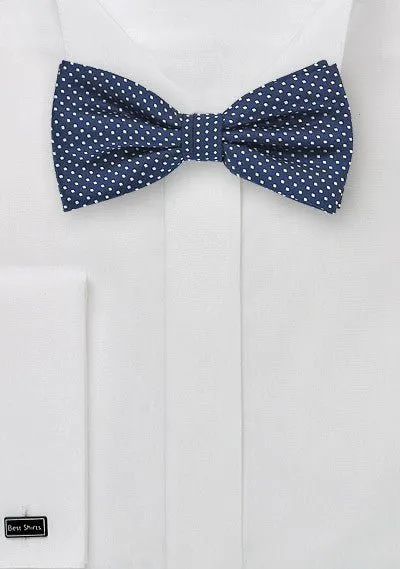 Navy Pin Dot Bowtie