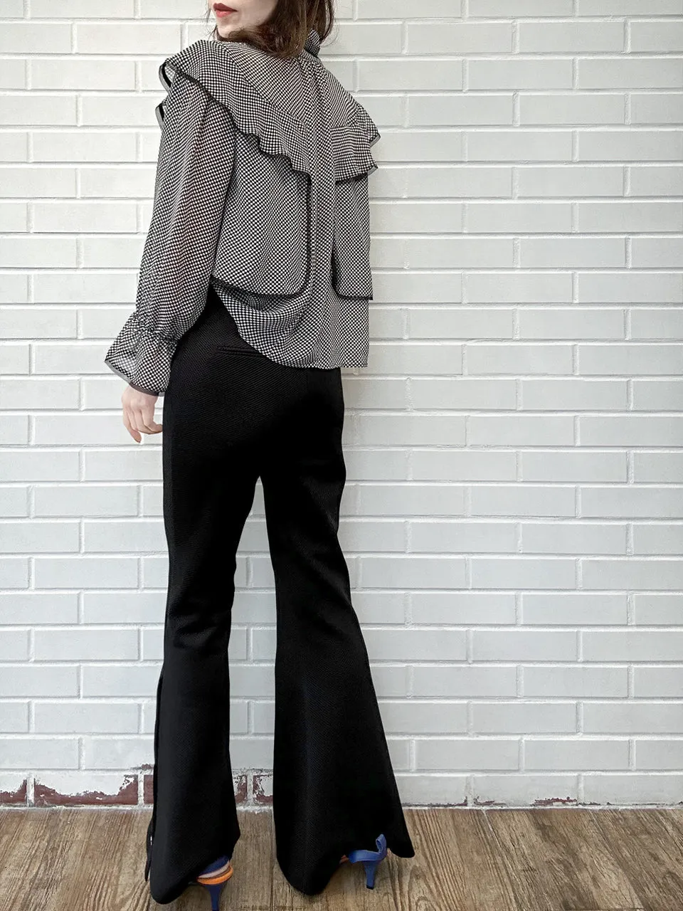 New Colour! Classic Black Flare Leg Pull On Button Pants